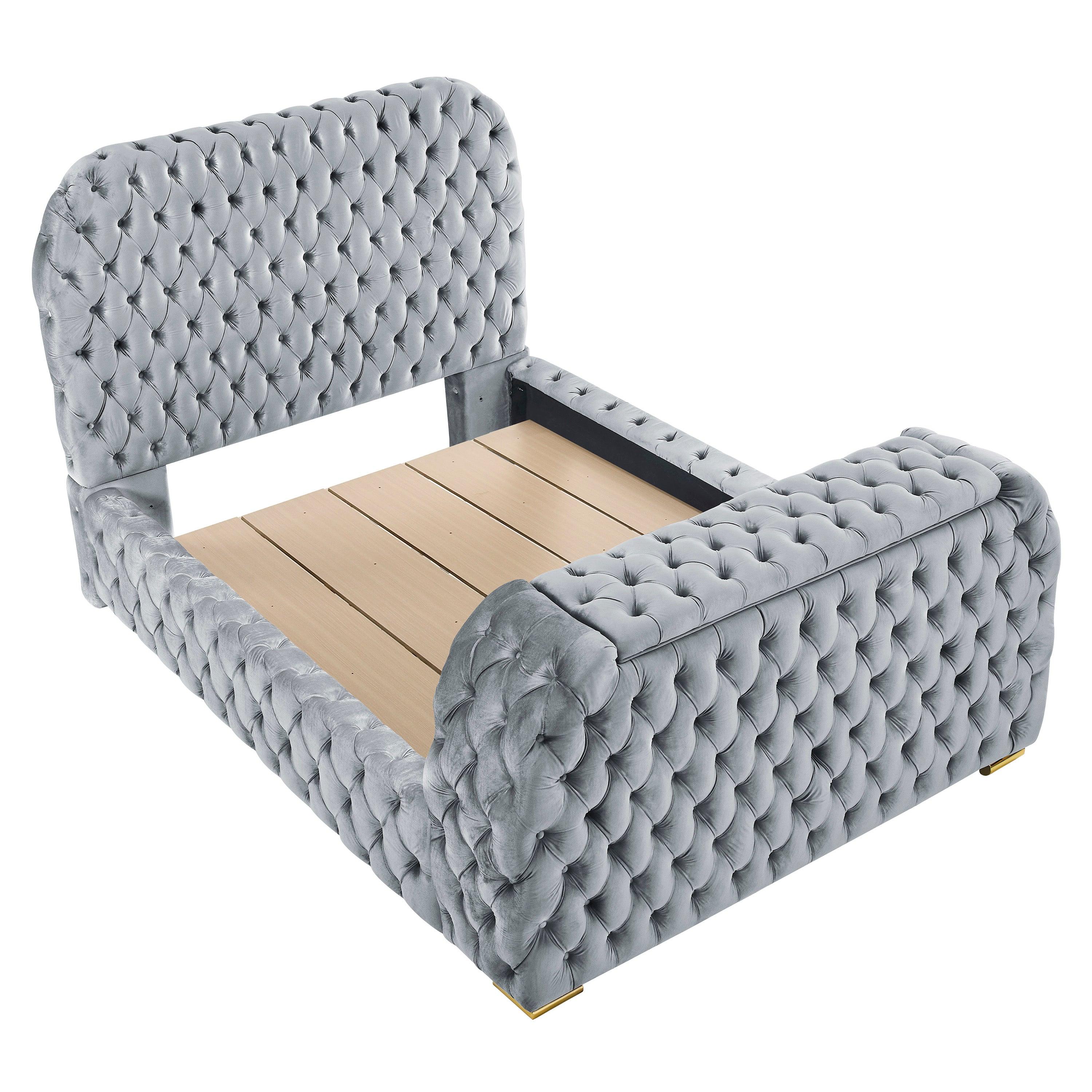 Natalia Gray Upholstered Bedroom Set with TV Lift - Image 8