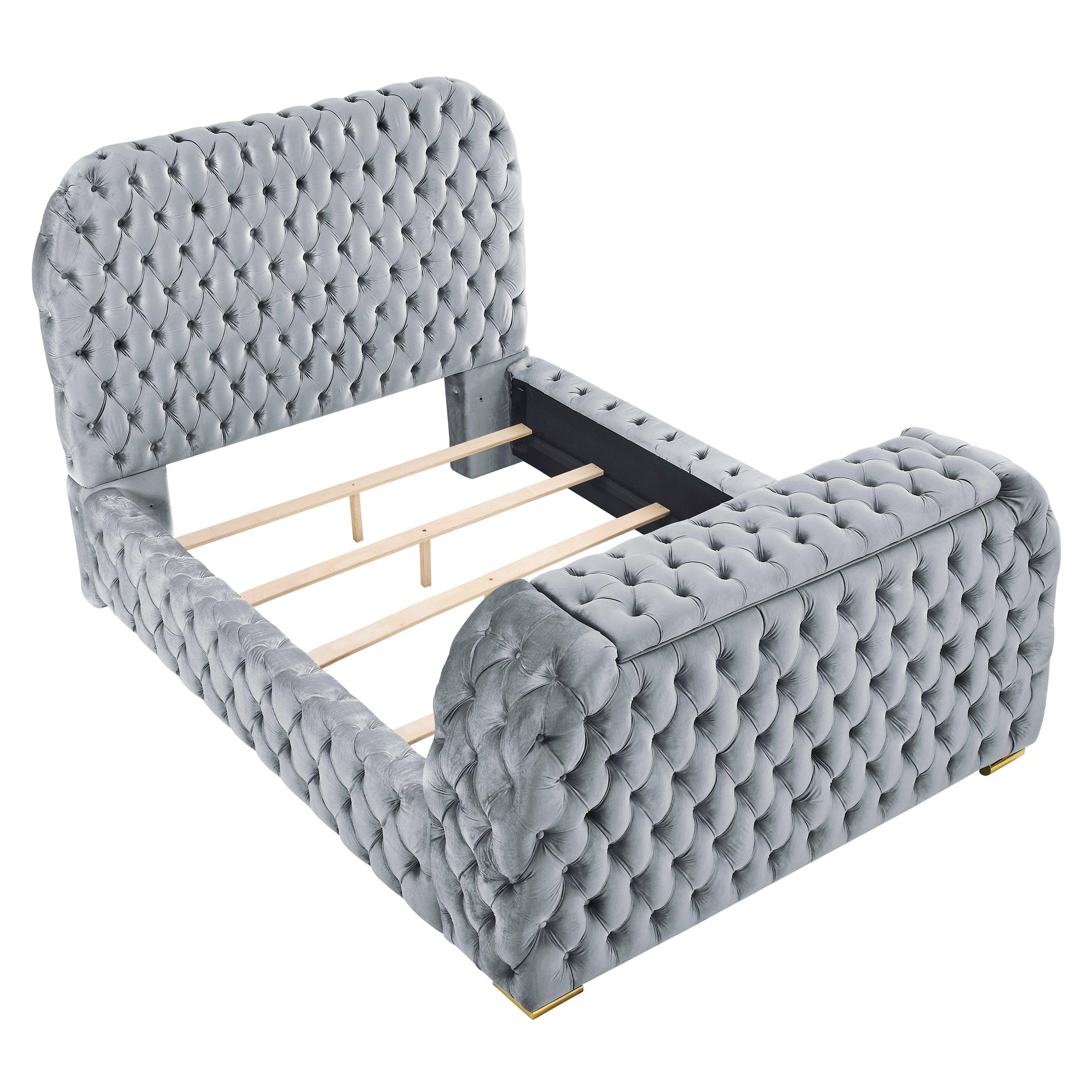 Natalia Gray Upholstered Bedroom Set with TV Lift - Image 9