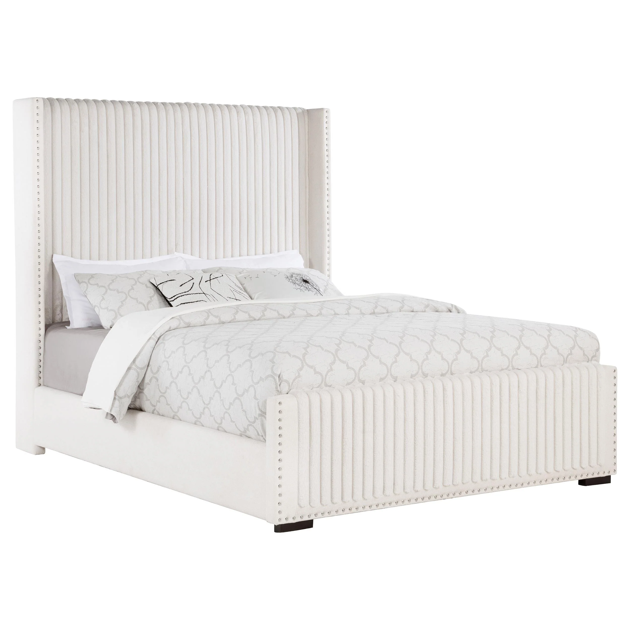 Natasha Cream 69-inch Upholstered Eastern King Wingback Bed - Image 2