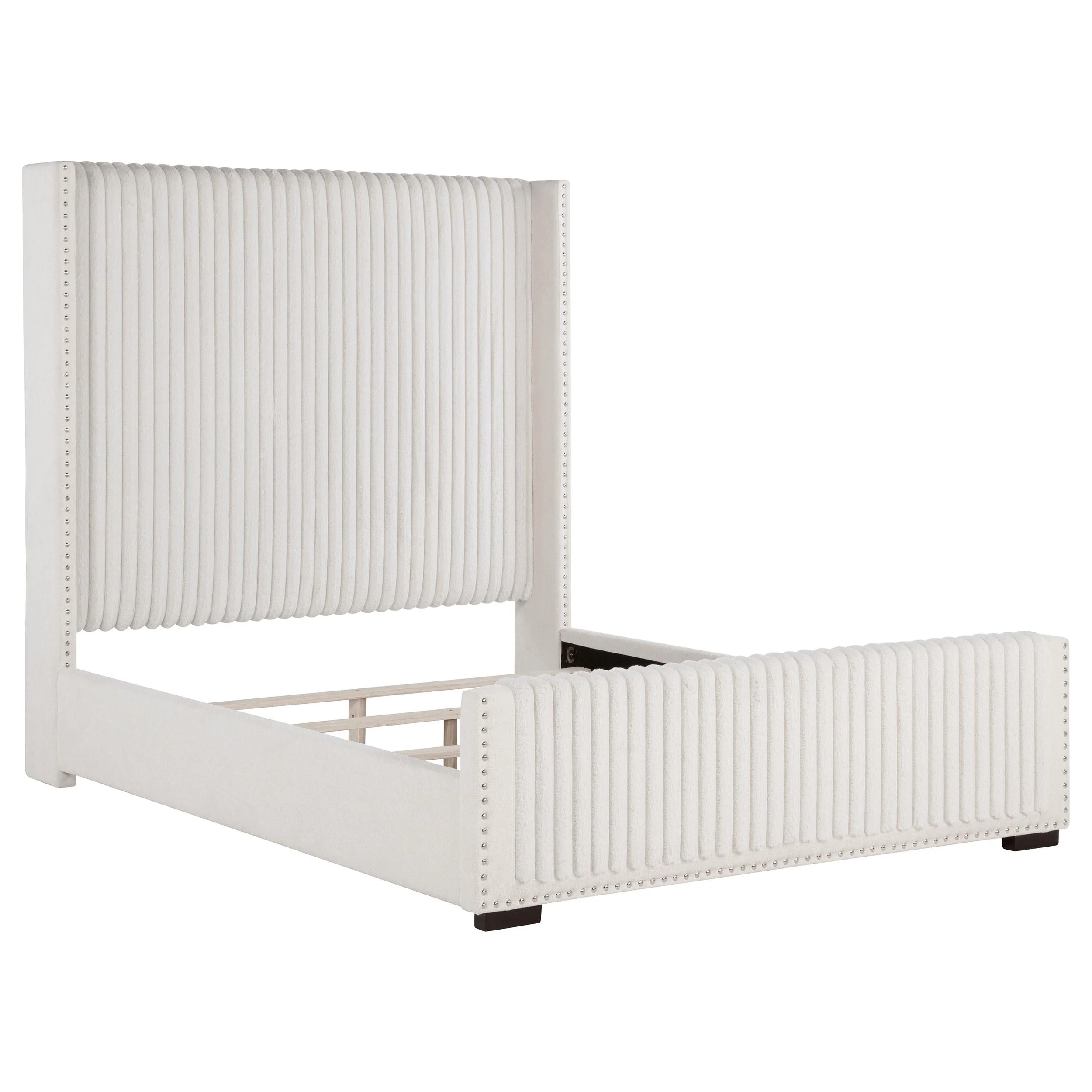 Natasha Cream 69-inch Upholstered Queen Wingback Bed - Image 3