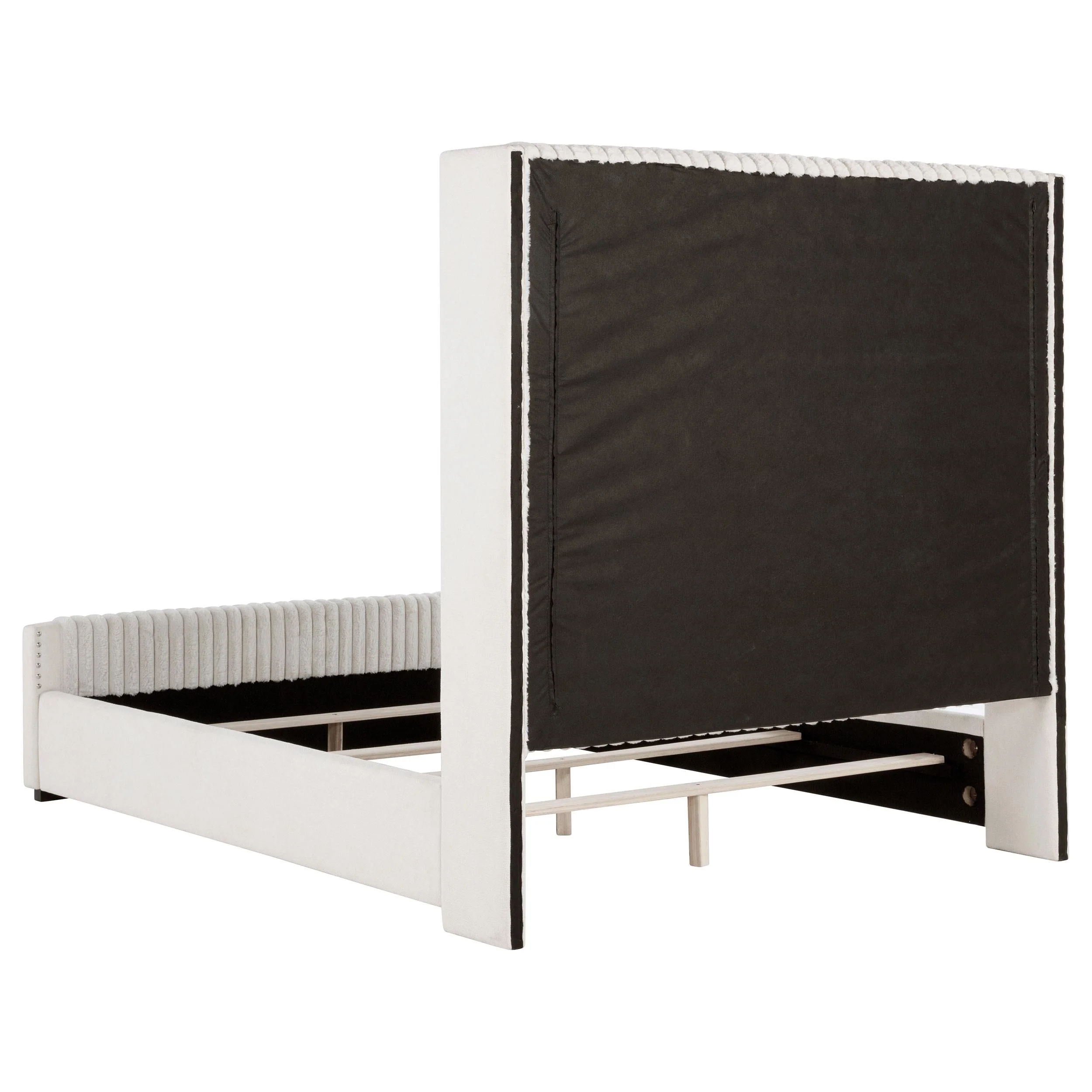Natasha Cream 69-inch Upholstered Queen Wingback Bed - Image 4