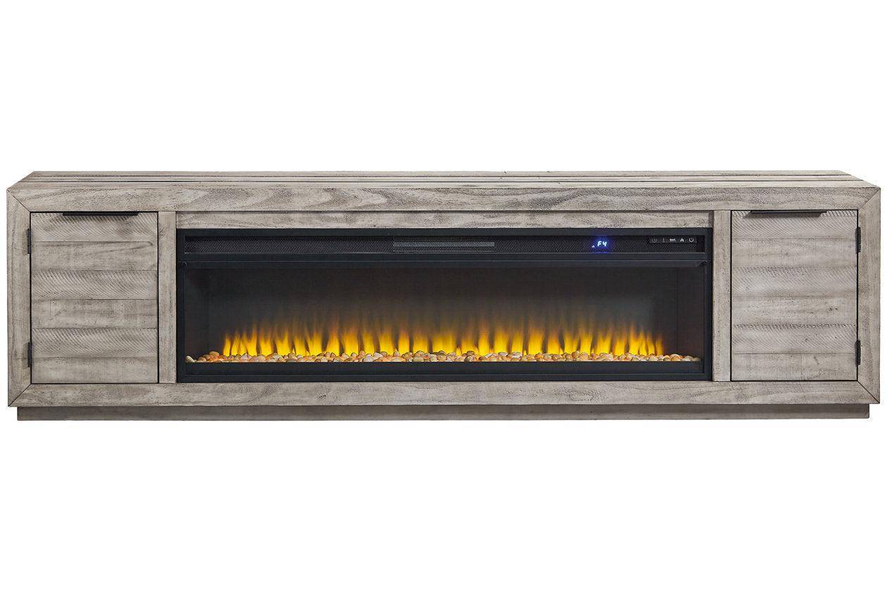 Naydell Gray 92" TV Stand with Electric Fireplace - Image 3