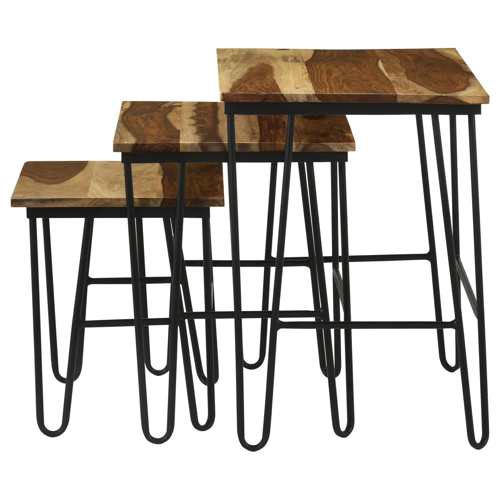Nayeli Natural and Black 3-Piece Nesting Table with Hairpin Legs - Image 5