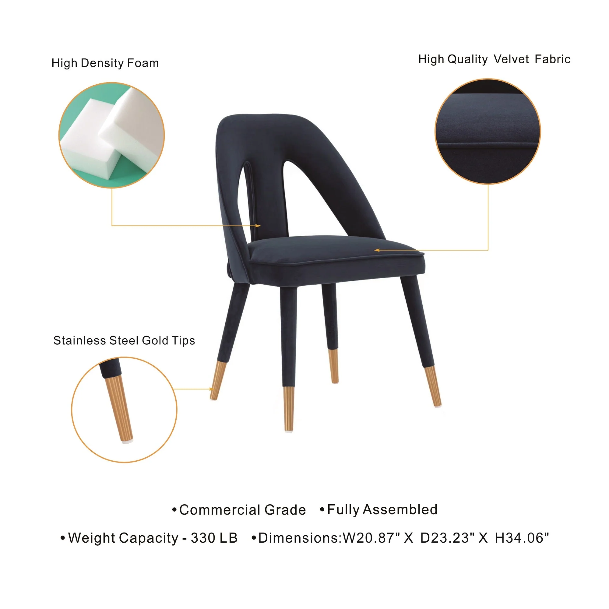 Neda Dining Chair in Midnight Blue (set of 2) - Image 4