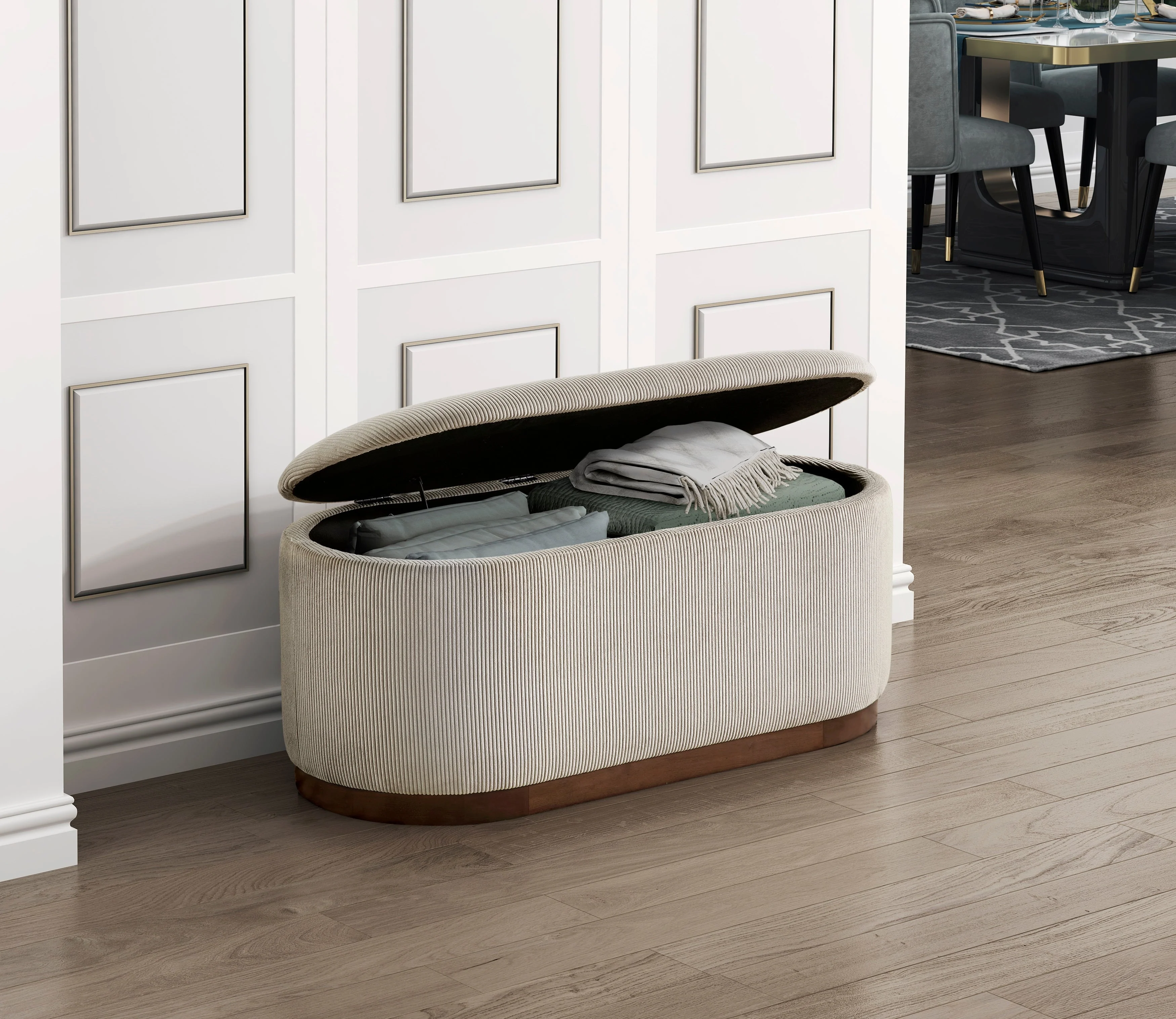 Nell Taupe Lift-Top Storage Bench - Image 7