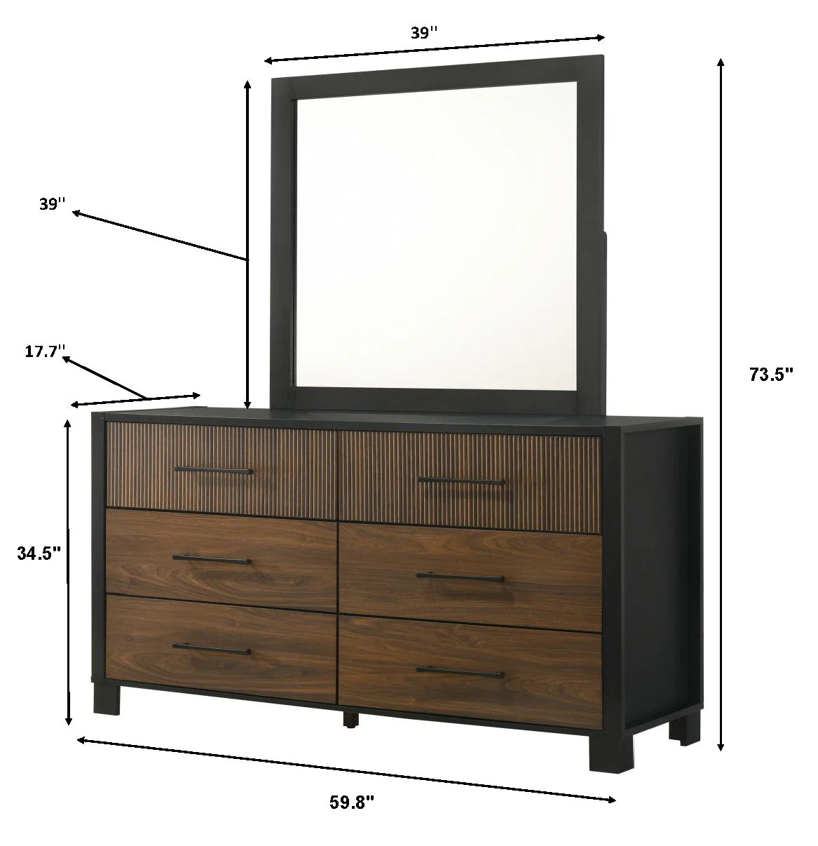 Nemy Brown/Black Dresser Top (Mirror Only) - Image 3