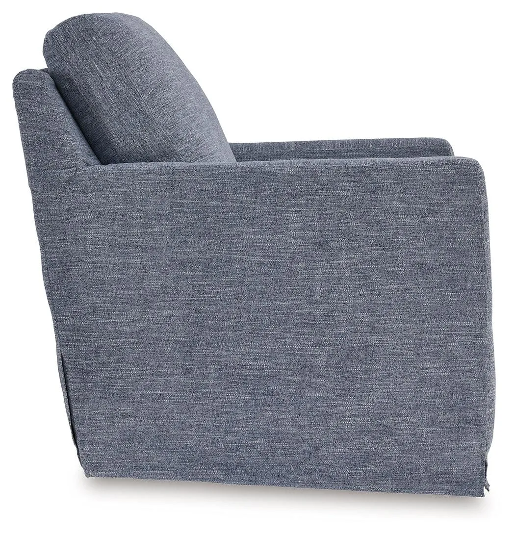 Nenana Next-Gen Nuvella Denim Swivel Glider Accent Chair - Image 4