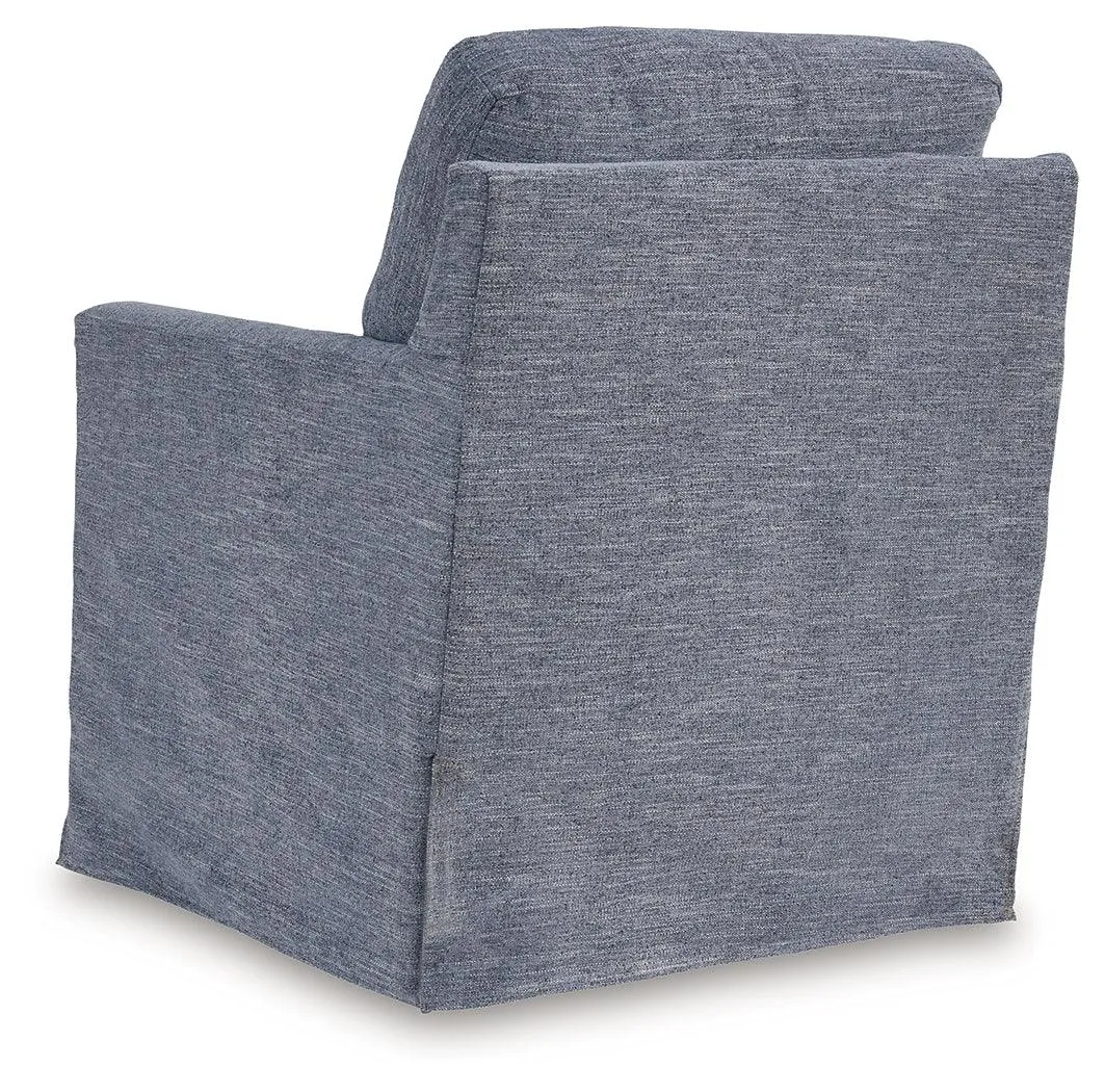 Nenana Next-Gen Nuvella Denim Swivel Glider Accent Chair - Image 5