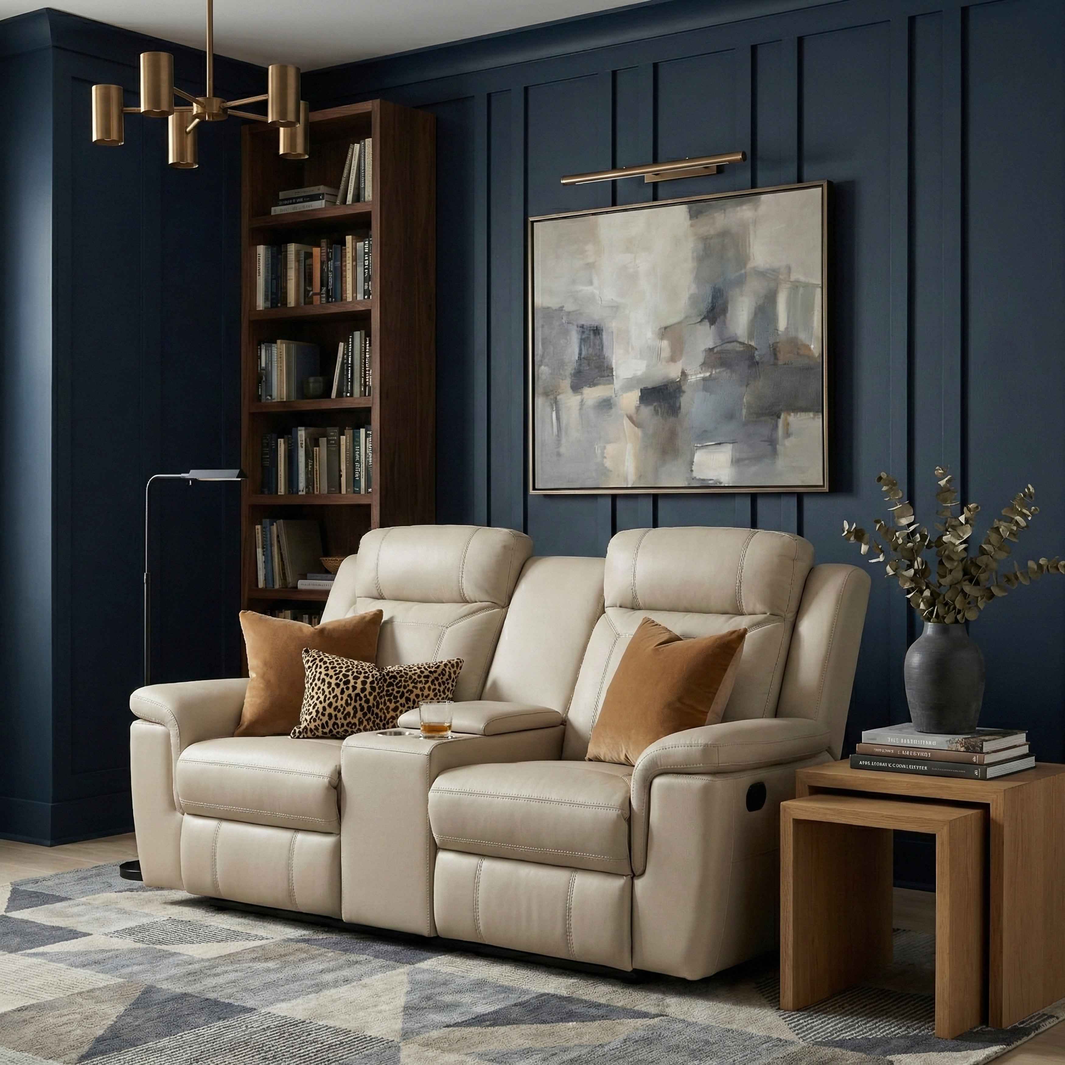 Nest Beige Double Reclining Loveseat with Center Console - Image 13