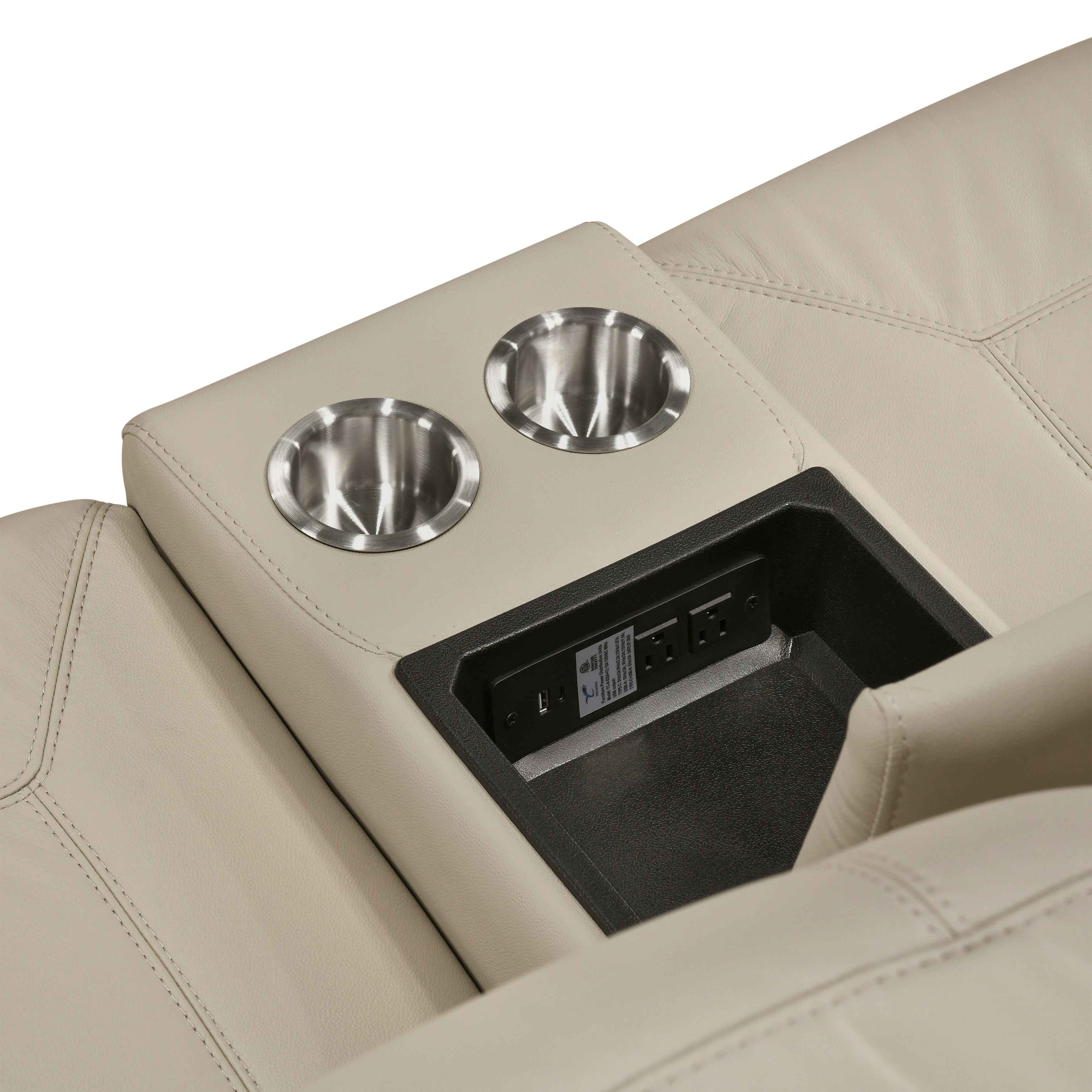 Nest Beige Double Reclining Loveseat with Center Console - Image 5