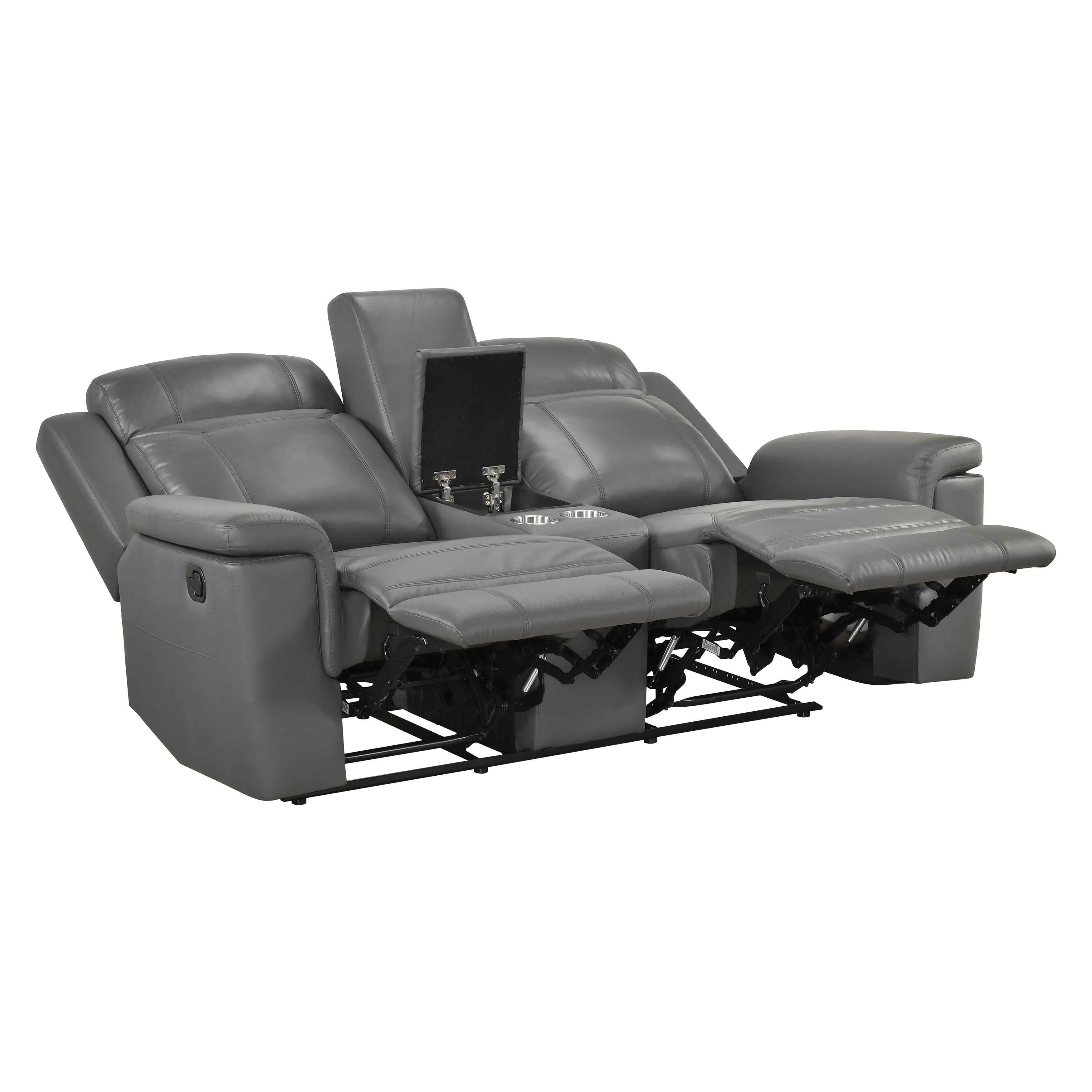 Nest Dark Gray Double Reclining Loveseat with Center Console - Image 4