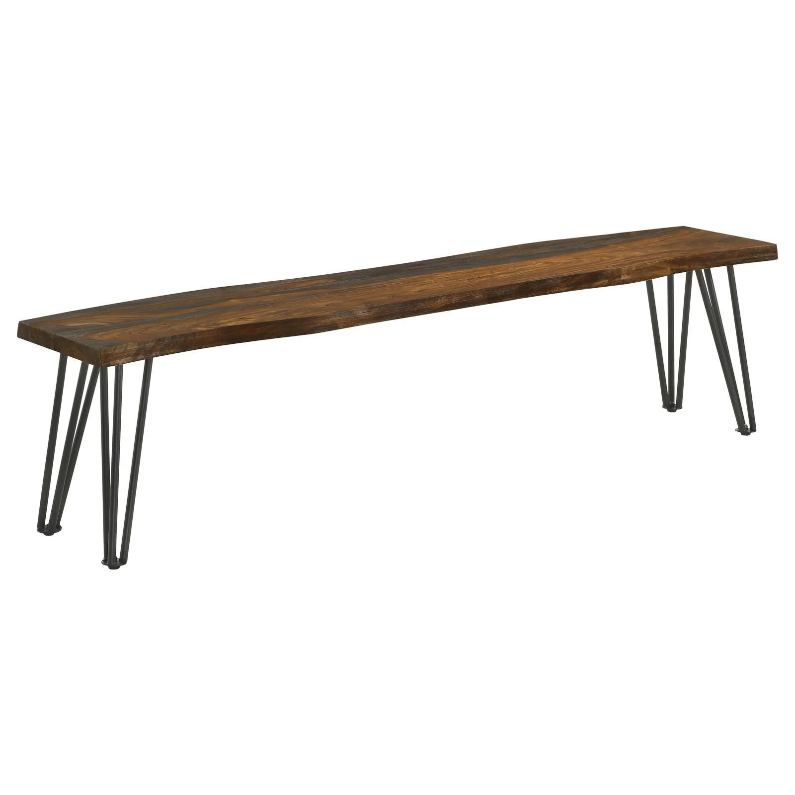Neve Sheesham Gray/Gunmetal Live-edge Dining Bench with Hairpin Legs - Image 2