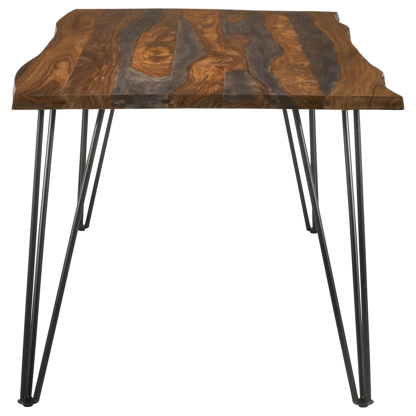 Neve Sheesham Gray/Gunmetal Live-edge Dining Table with Hairpin Legs - Image 3