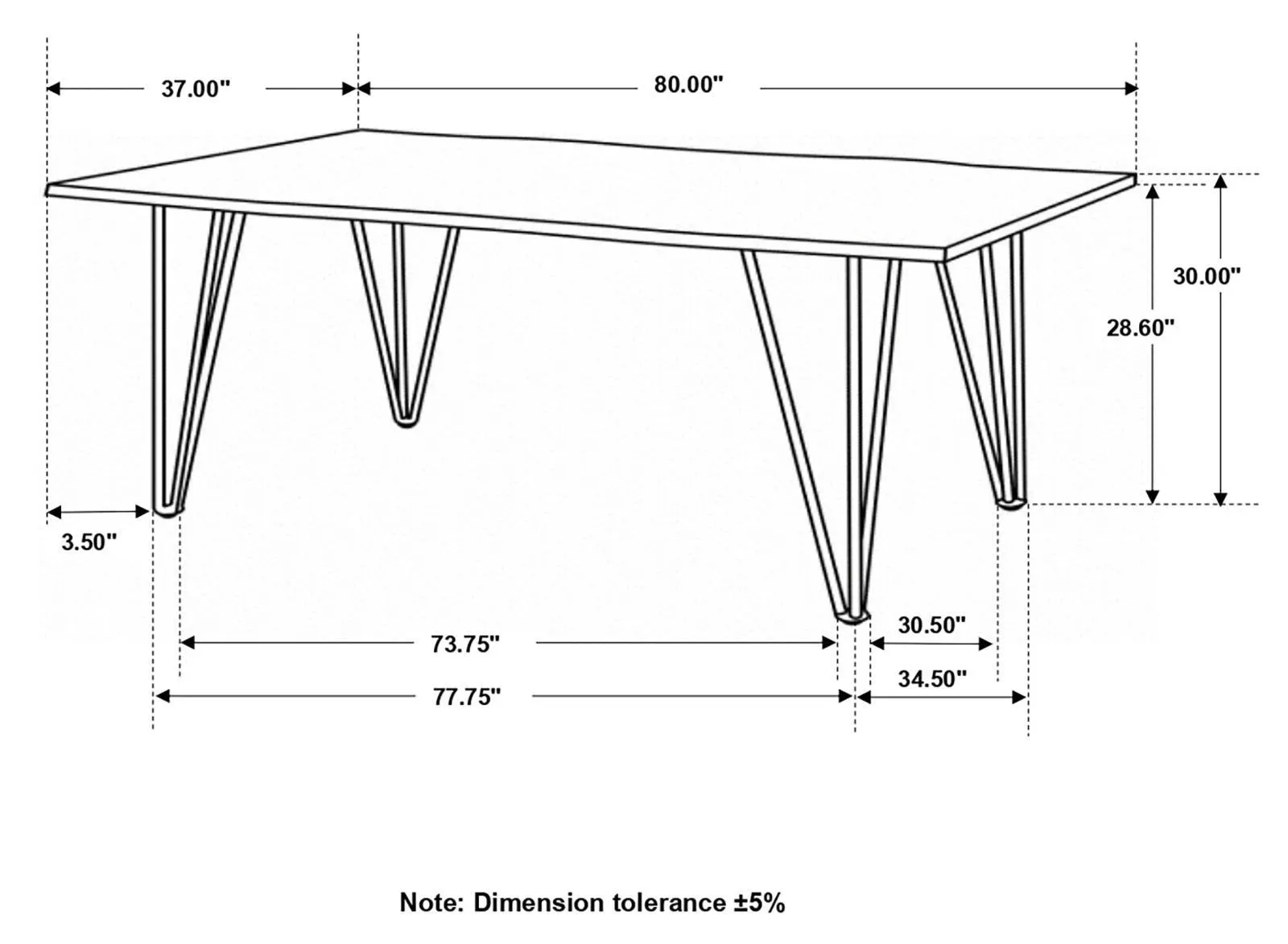 Neve Sheesham Gray/Gunmetal Live-edge Dining Table with Hairpin Legs - Image 9