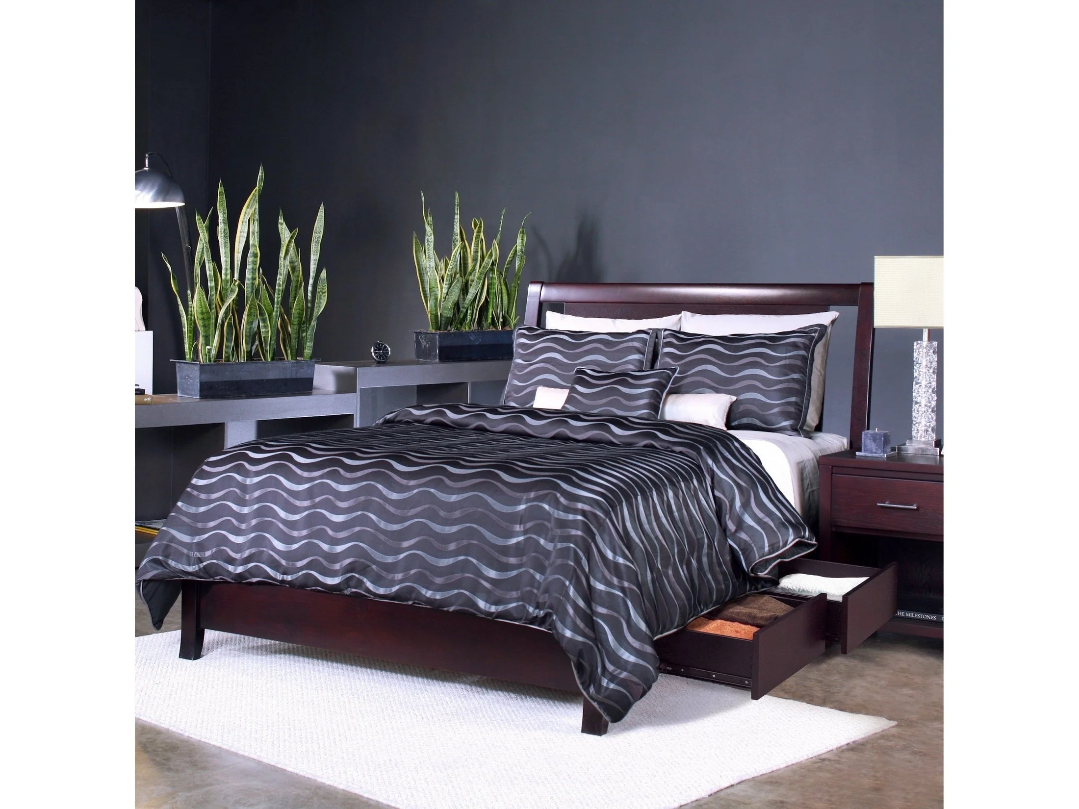 Nevis California King Low Profile Storage Bed in Espresso