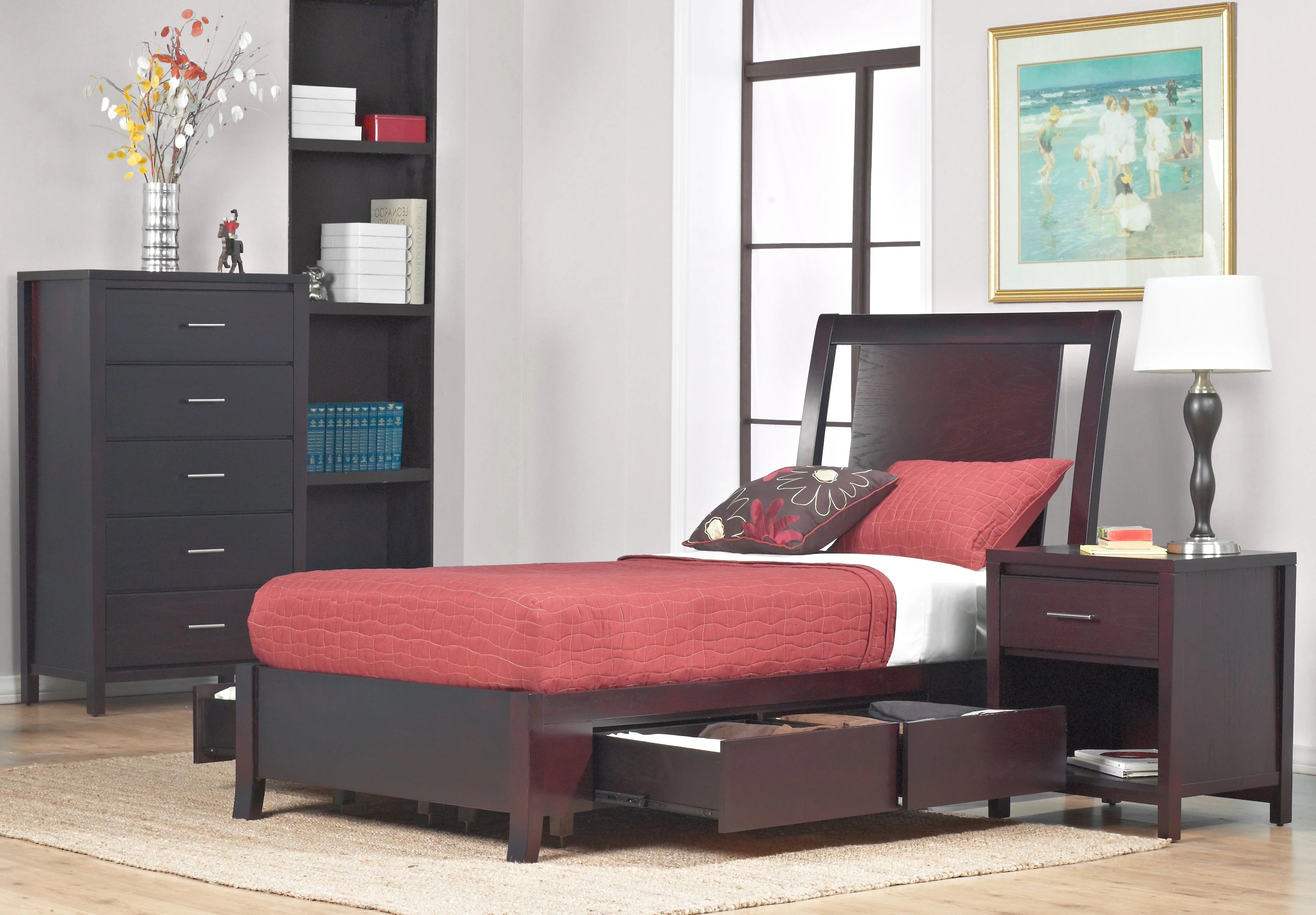 Nevis California King Low Profile Storage Bed in Espresso - Image 5