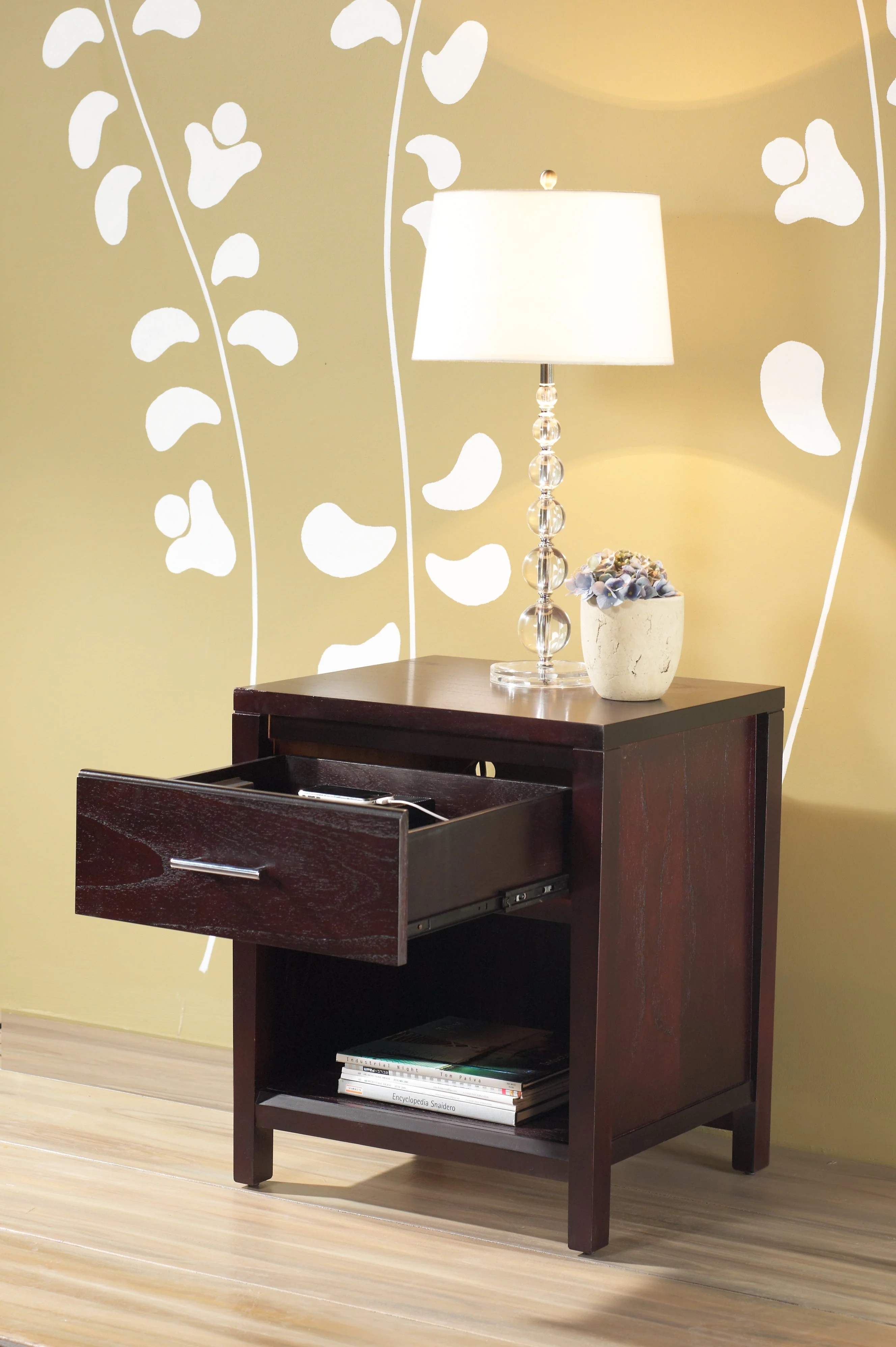Nevis Charging Station Nightstand in Espresso - Image 3