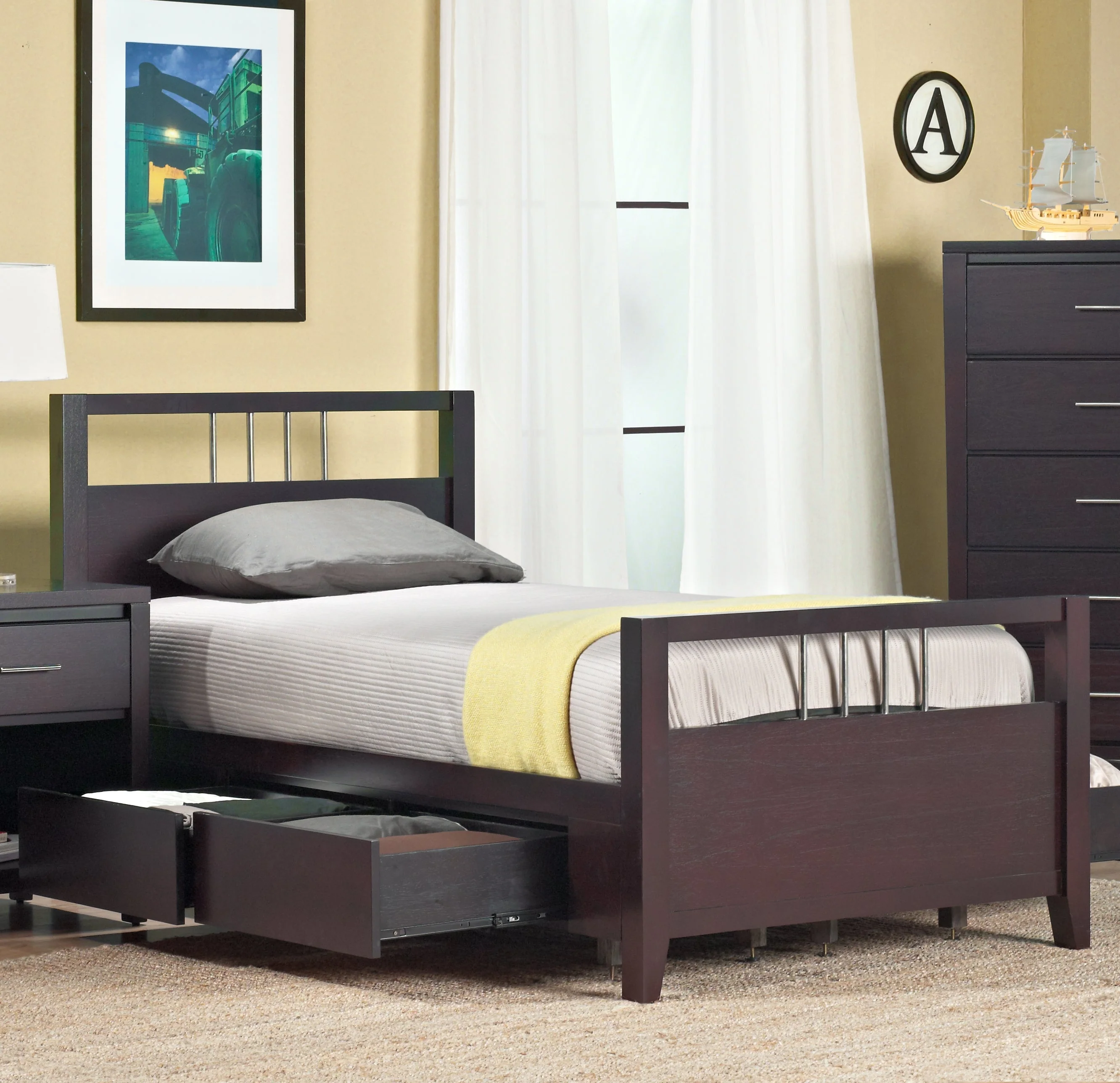 Nevis Twin Platform Storage Bed in Espresso - Image 2