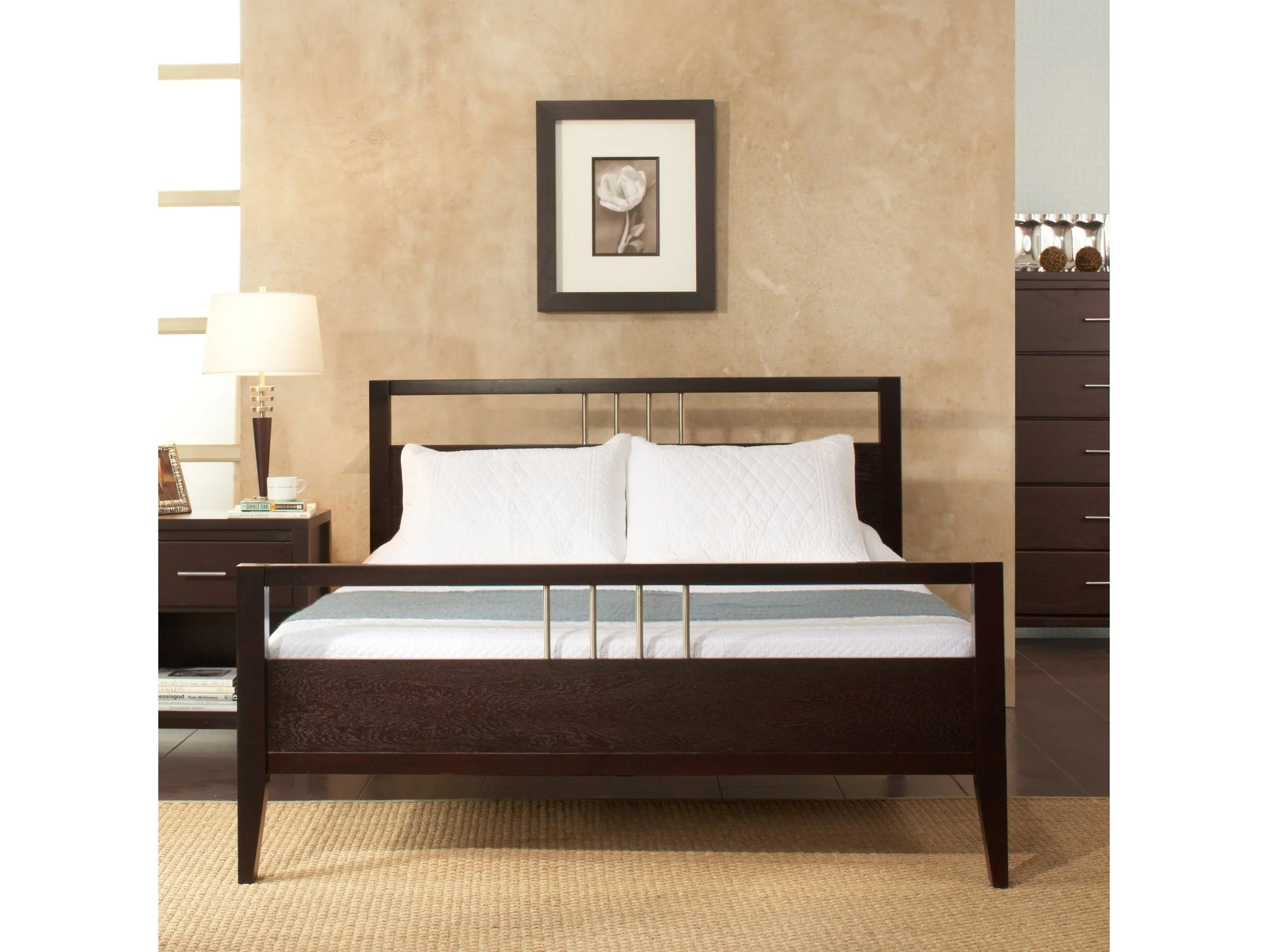 Nevis Wood Full Platform Bed in Espresso