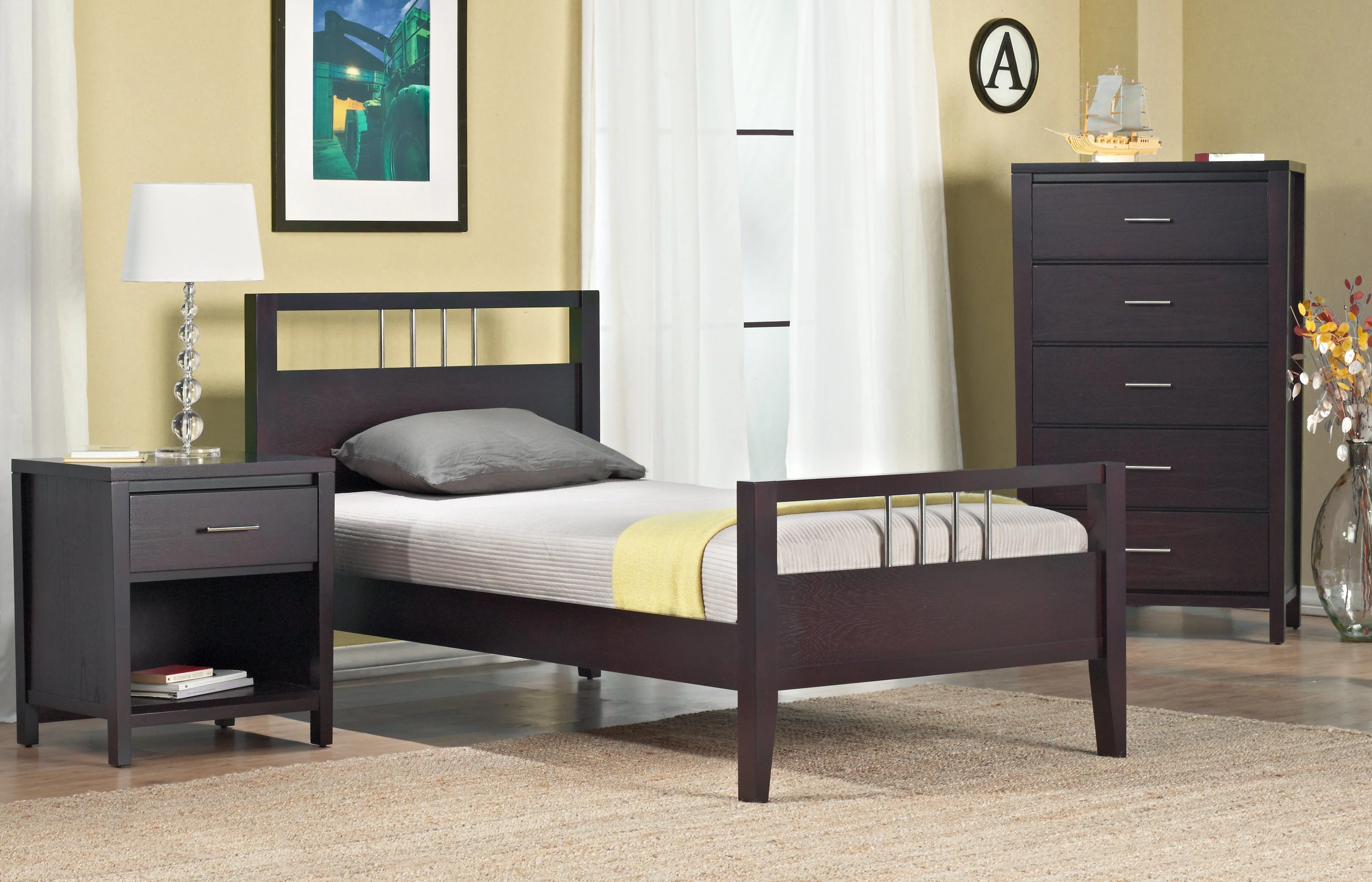 Nevis Wood Full Platform Bed in Espresso - Image 4