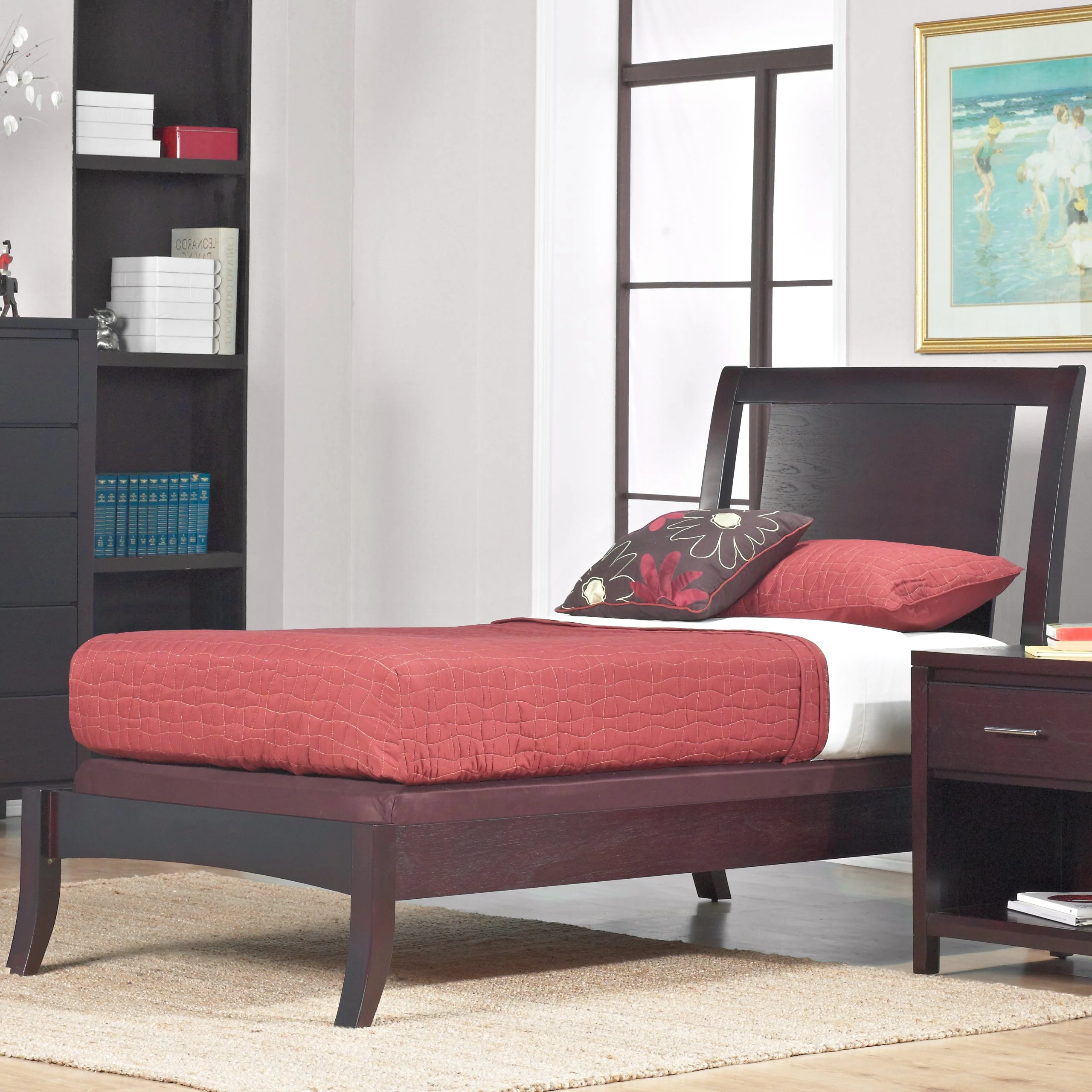 Nevis Wood Twin Sleigh Bed in Espresso - Image 2