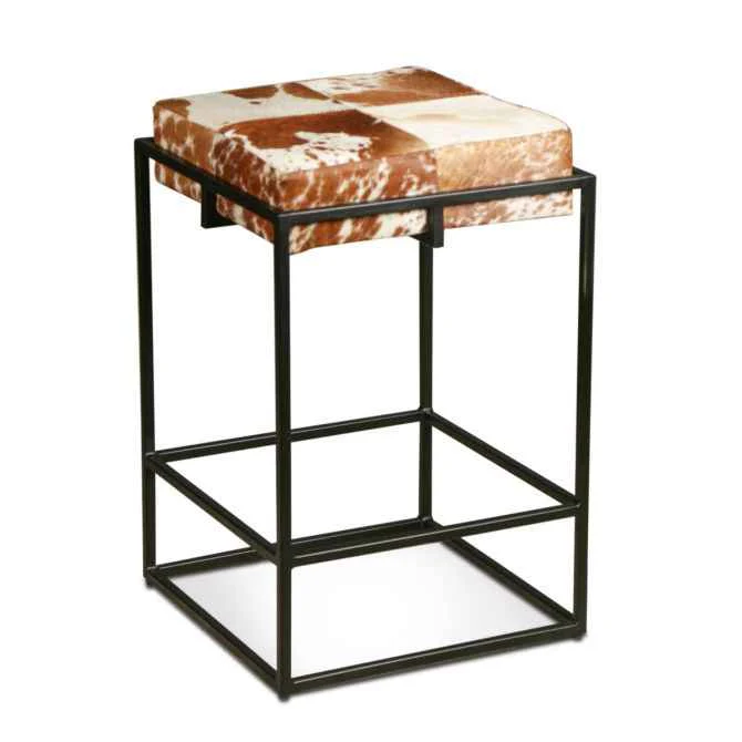New York 17" Backless Counter Stool in Brown Cowhide - Image 2