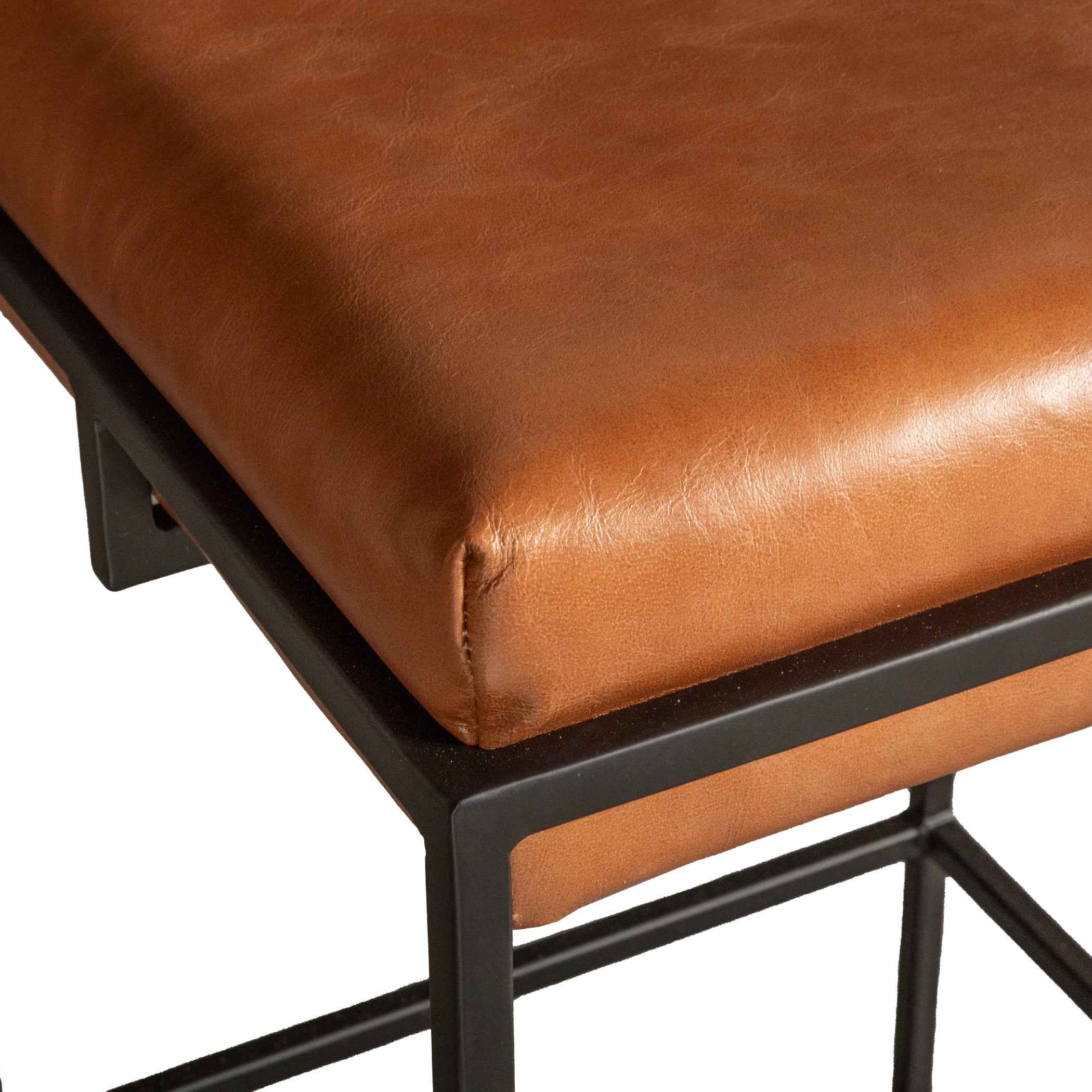 New York 17" Backless Counter Stool in Cognac Leather - Image 3