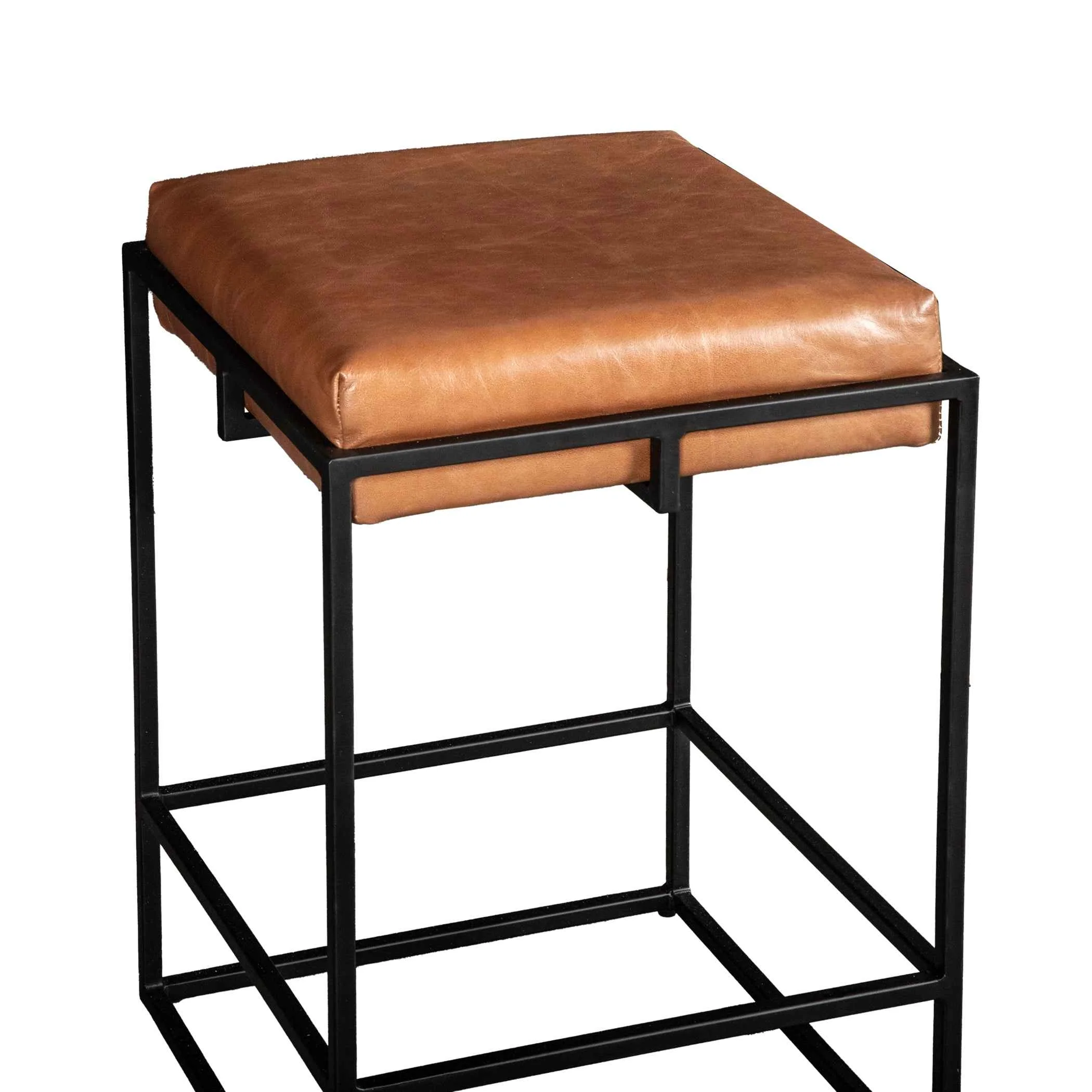 New York 17" Backless Counter Stool in Cognac Leather - Image 4