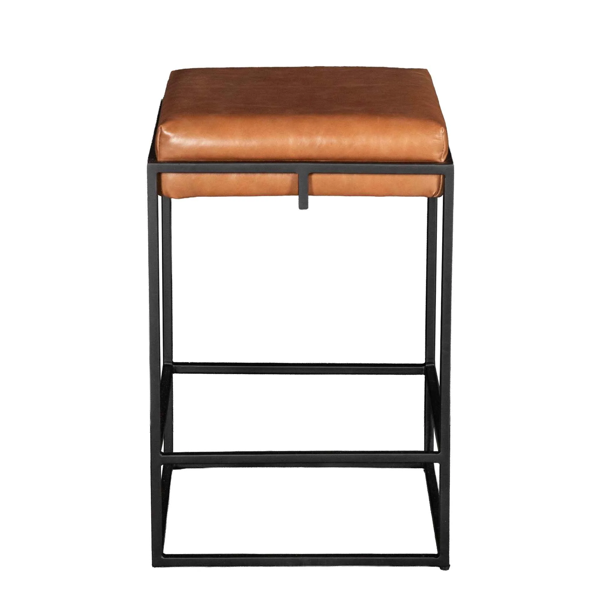 New York 17" Backless Counter Stool in Cognac Leather - Image 5