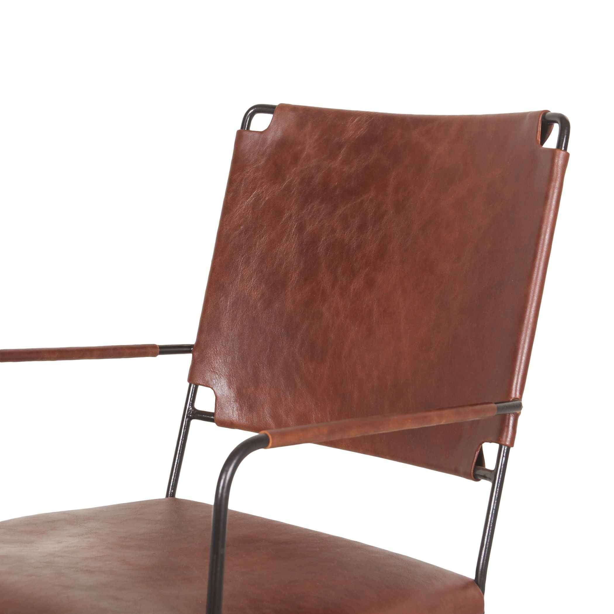New York 20" Dining Armchair in Tobacco Leather - Image 3