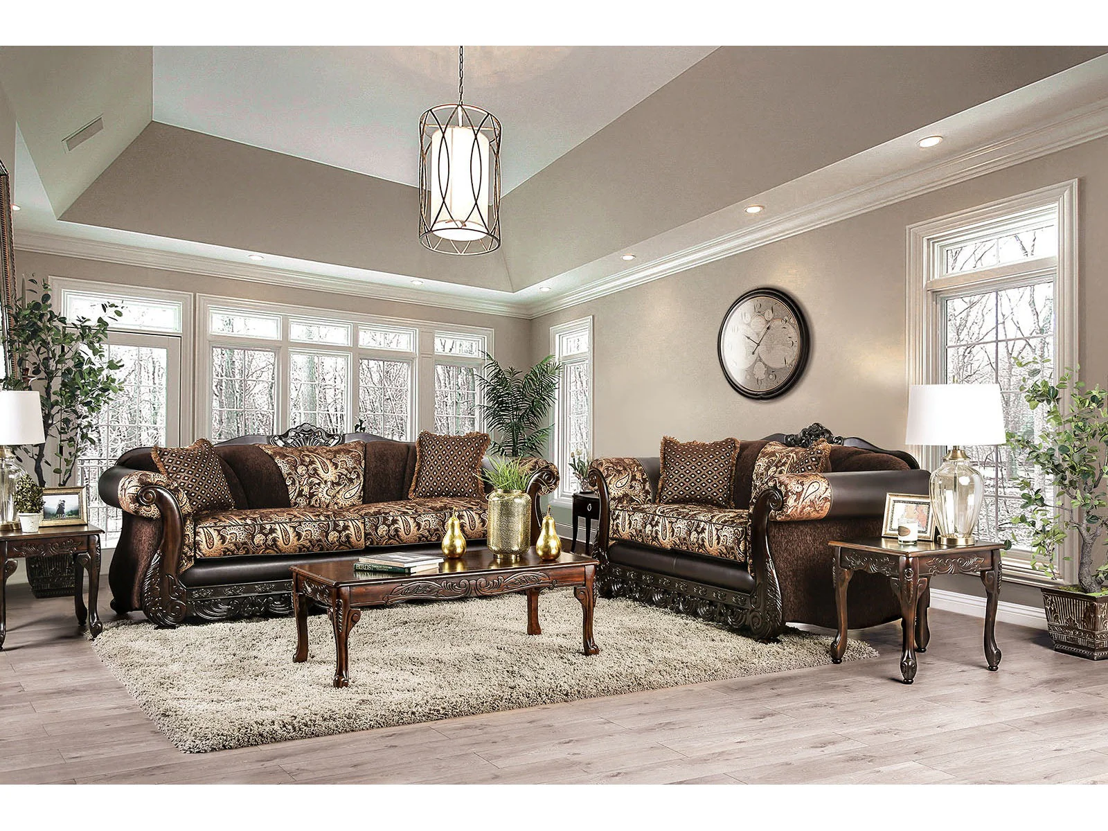 Newdale Brown/Gold Sofa & Loveseat