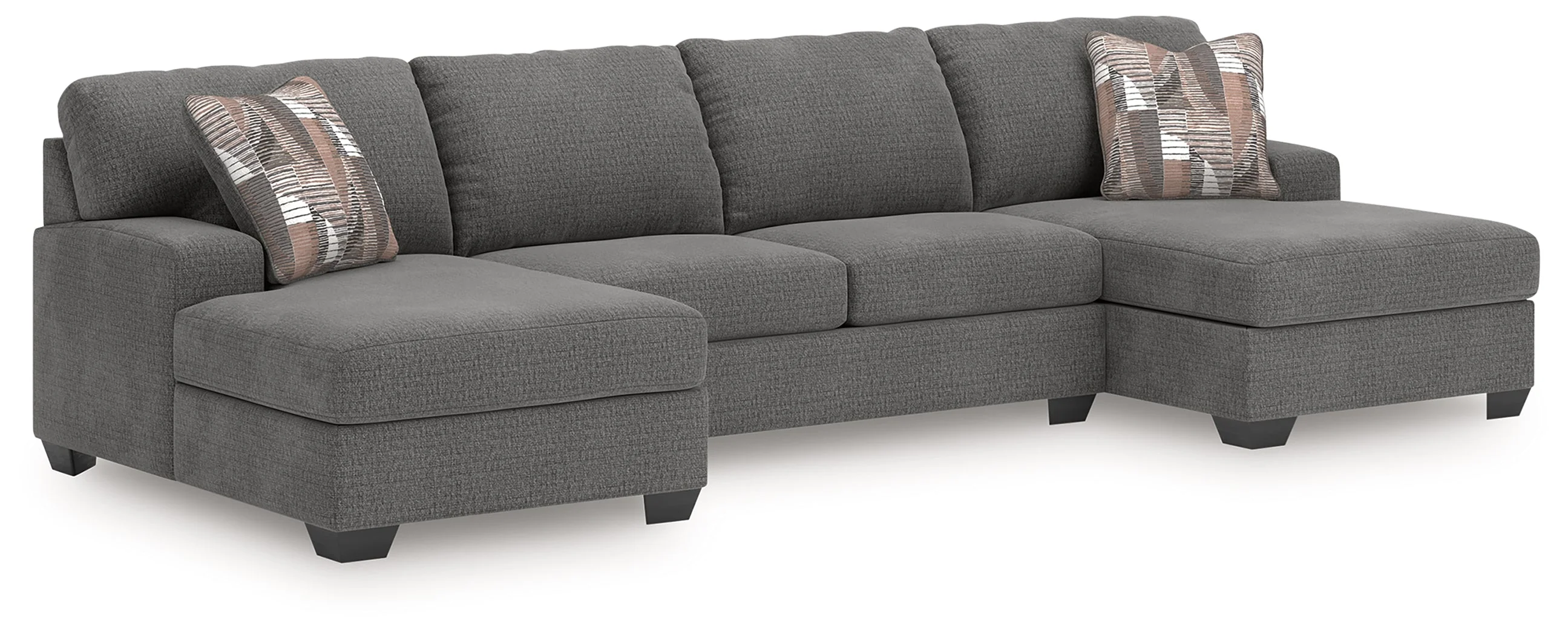 Newellen Greystone 3-Piece Double Chaise Sleeper Sectional - Image 3