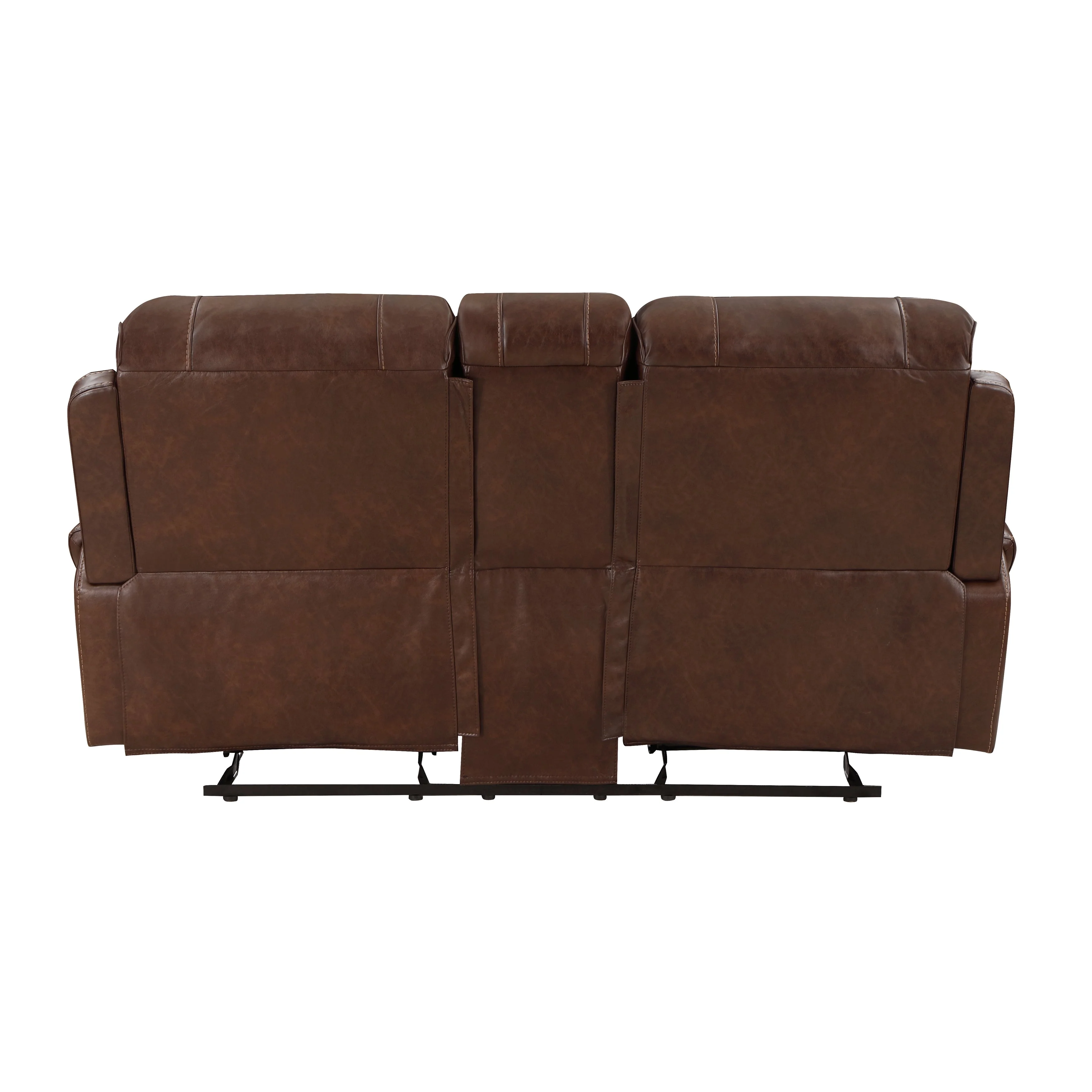 Newnan Brown Double Glider Reclining Loveseat with Center Console - Image 3