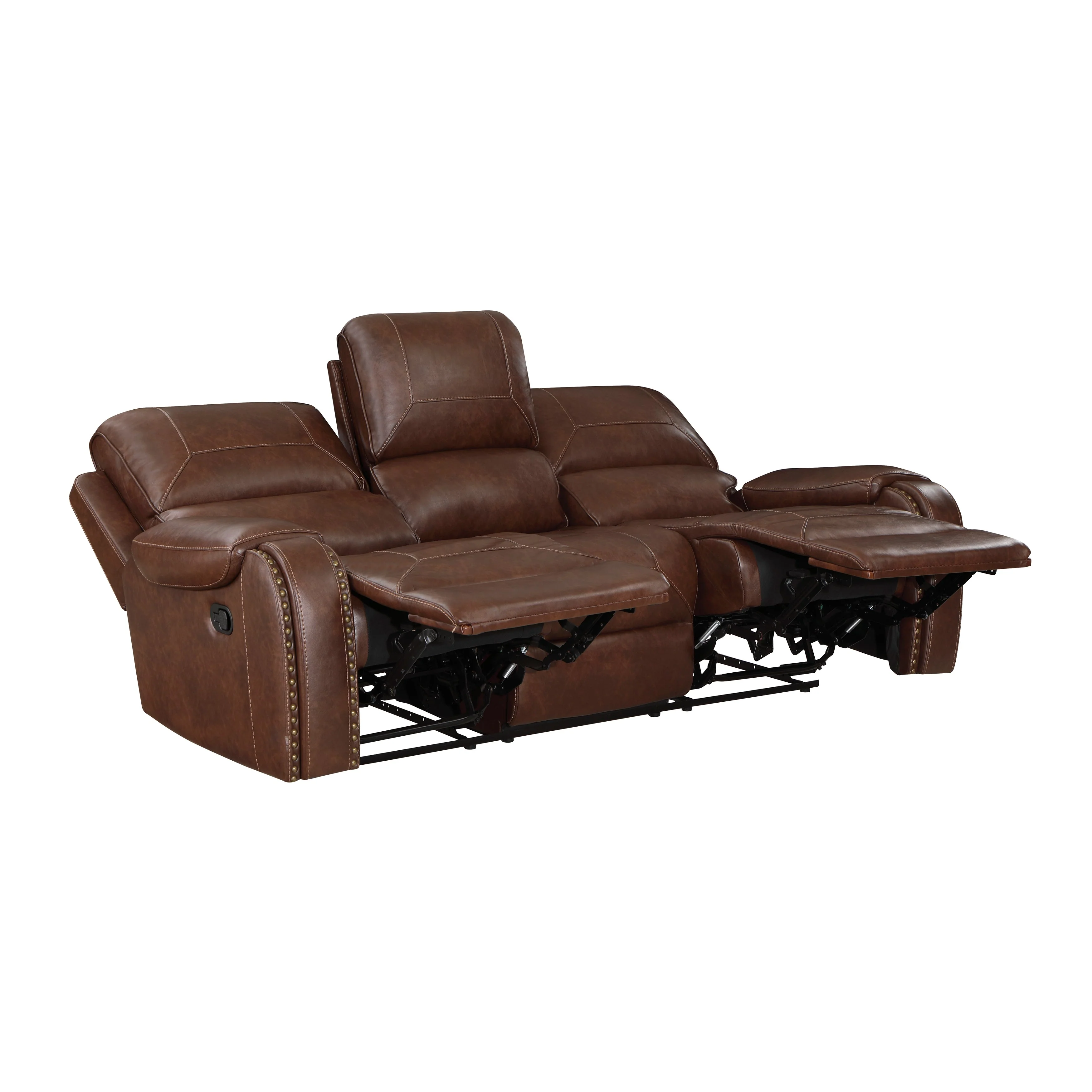Newnan Brown Double Reclining Sofa with Center Drop-Down - Image 4