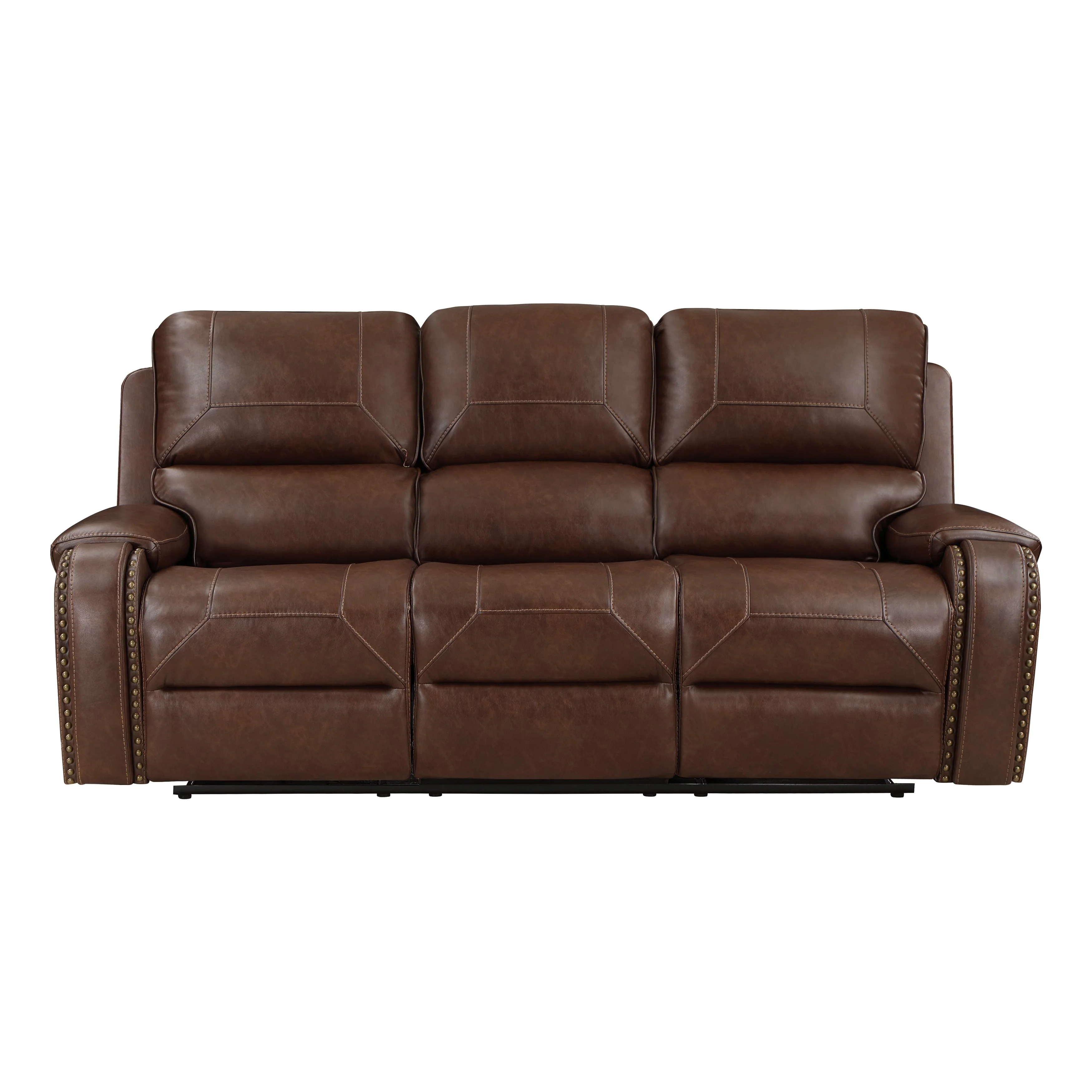 Newnan Brown Double Reclining Sofa with Center Drop-Down - Image 9