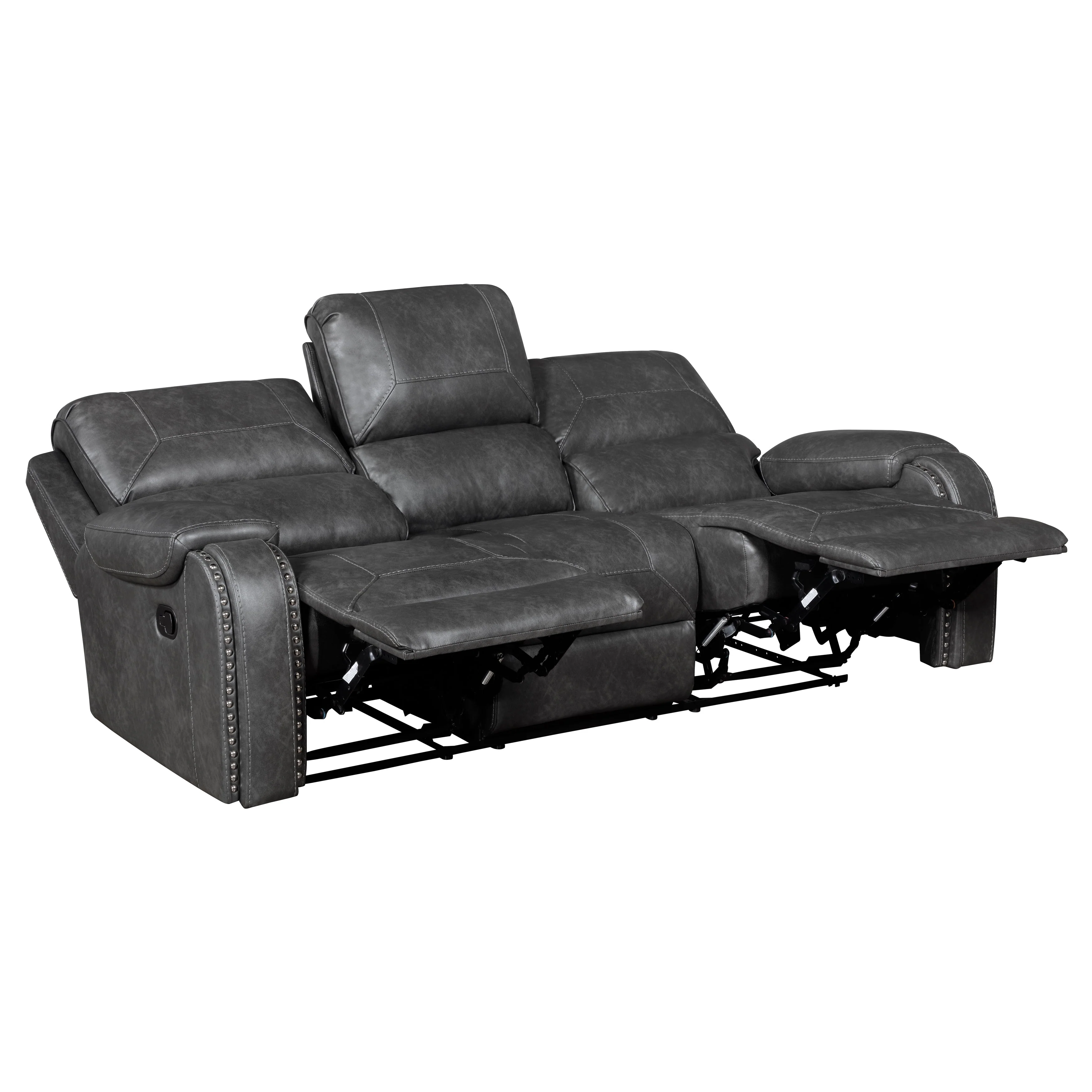 Newnan Gray Double Reclining Living Room Set - Image 5