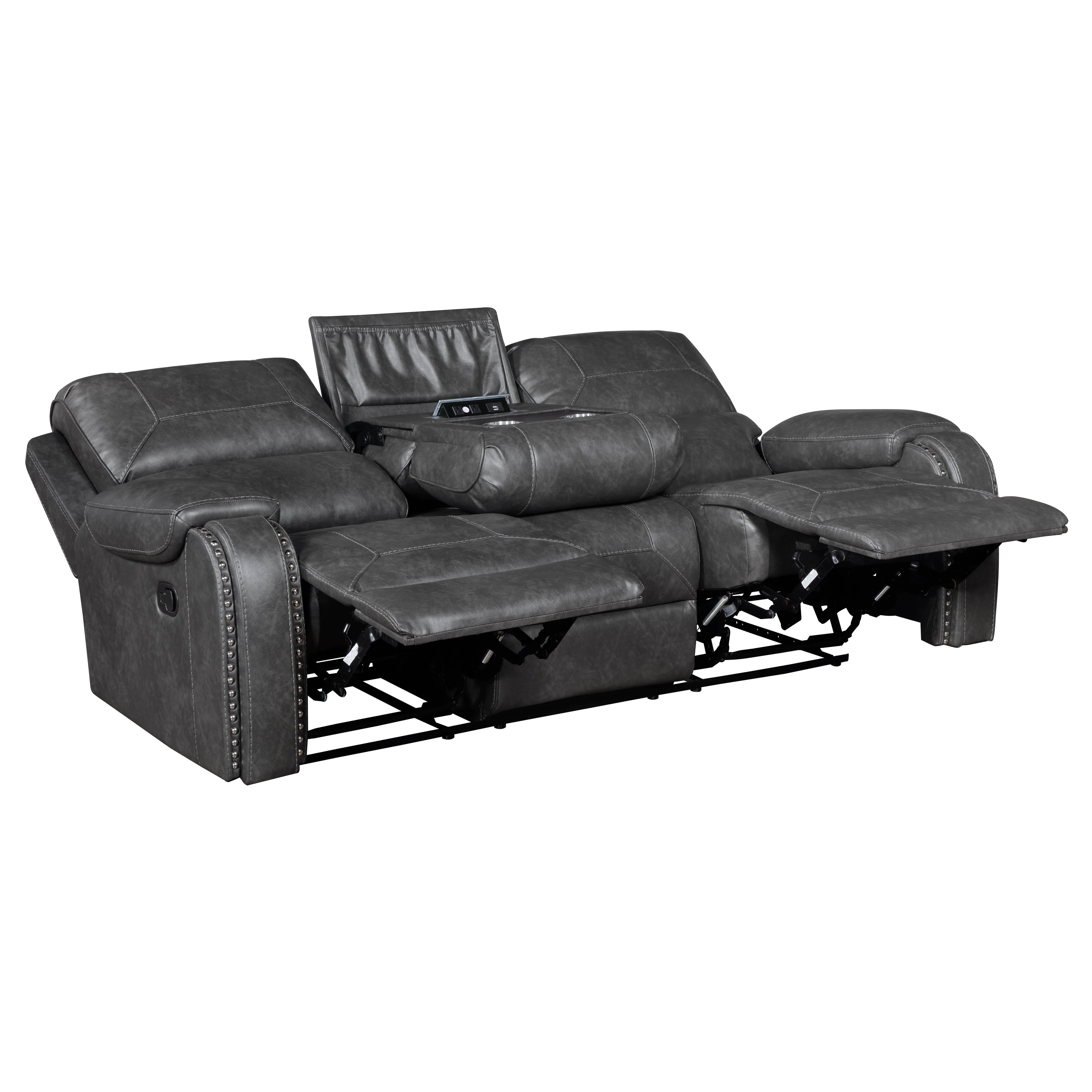 Newnan Gray Double Reclining Living Room Set - Image 6