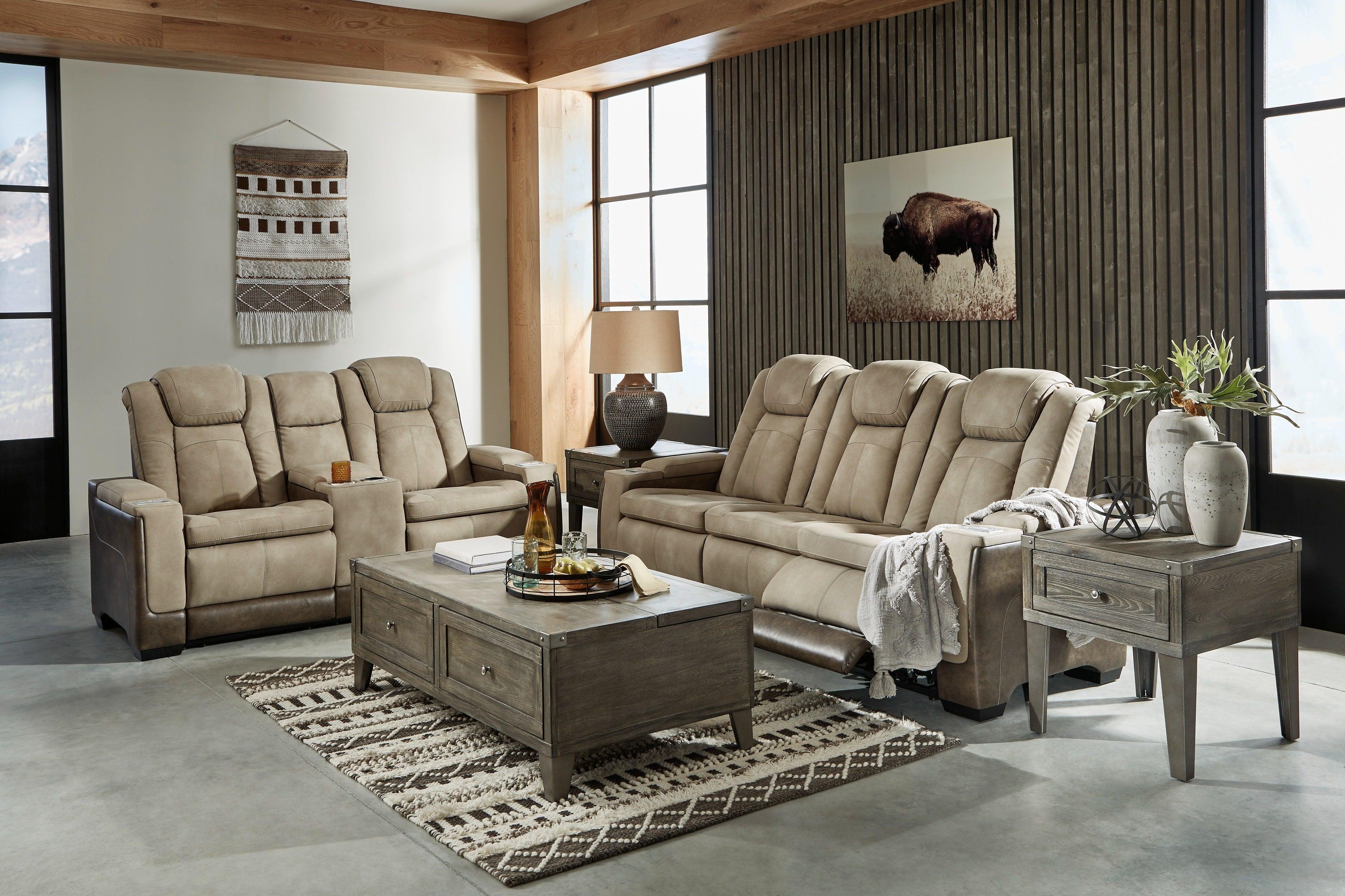 Next-Gen Durapella Sand Dual Power Reclining Living Room Set - Image 2