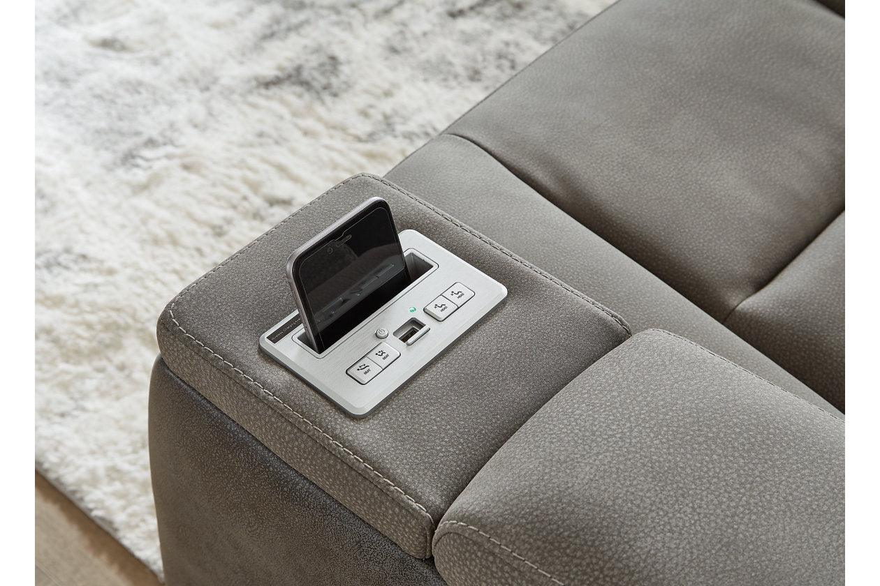Next-Gen DuraPella Slate Dual Power Reclining Loveseat with Console - Image 10