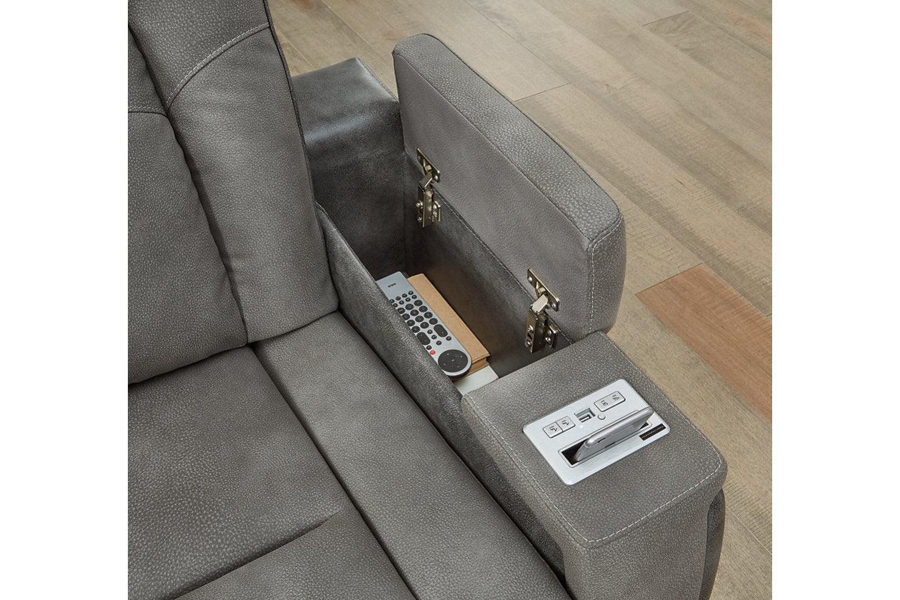 Next-Gen DuraPella Slate Fabric Dual Power Reclining Sofa - Image 9