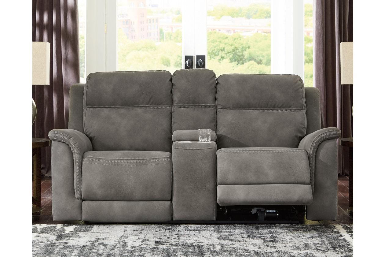 Next-Gen DuraPella Slate Dual Power Reclining Loveseat with Console - Image 11