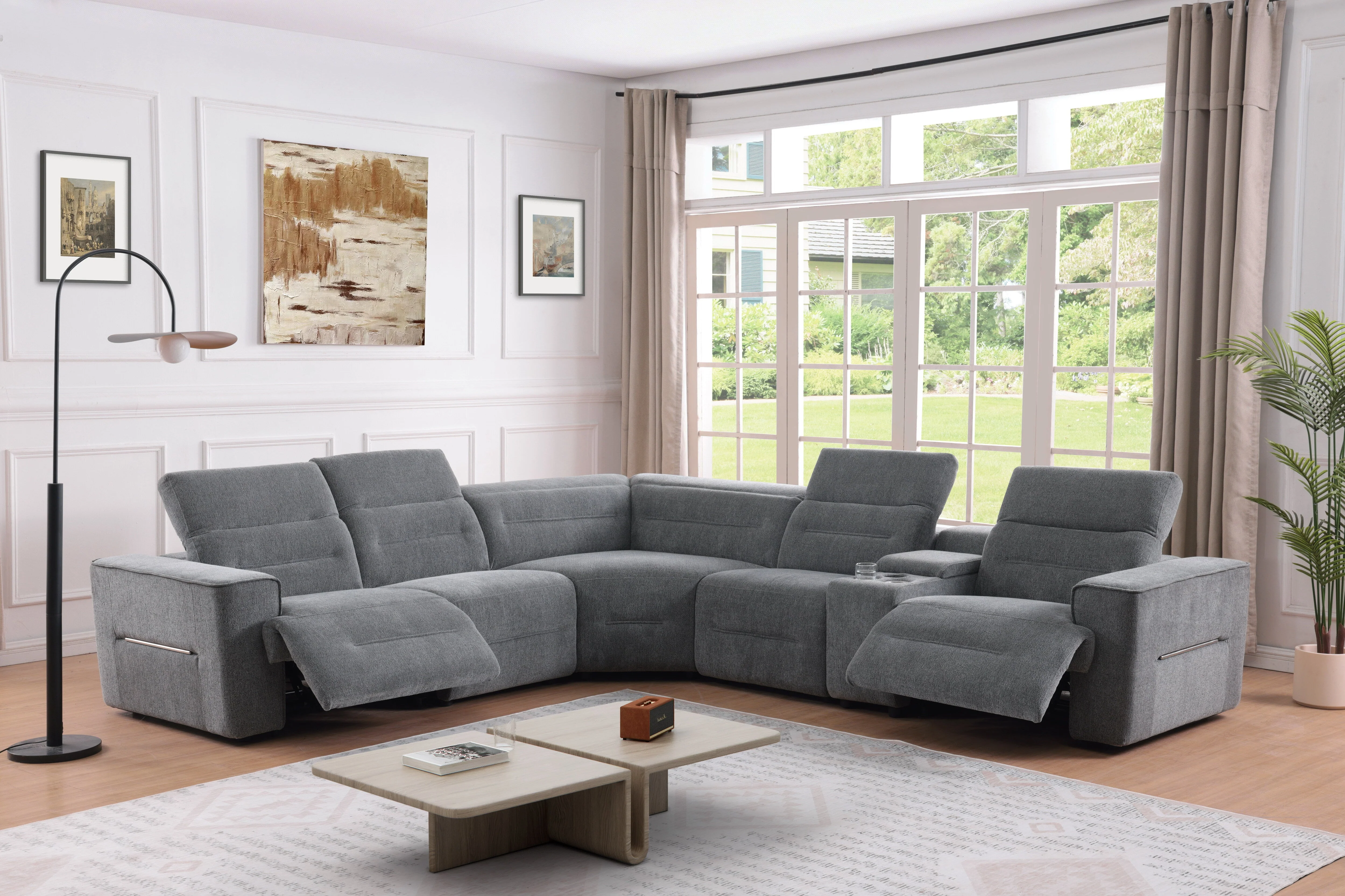 Nexus Dark Grey Fabric Power Reclining Sectional - Image 7