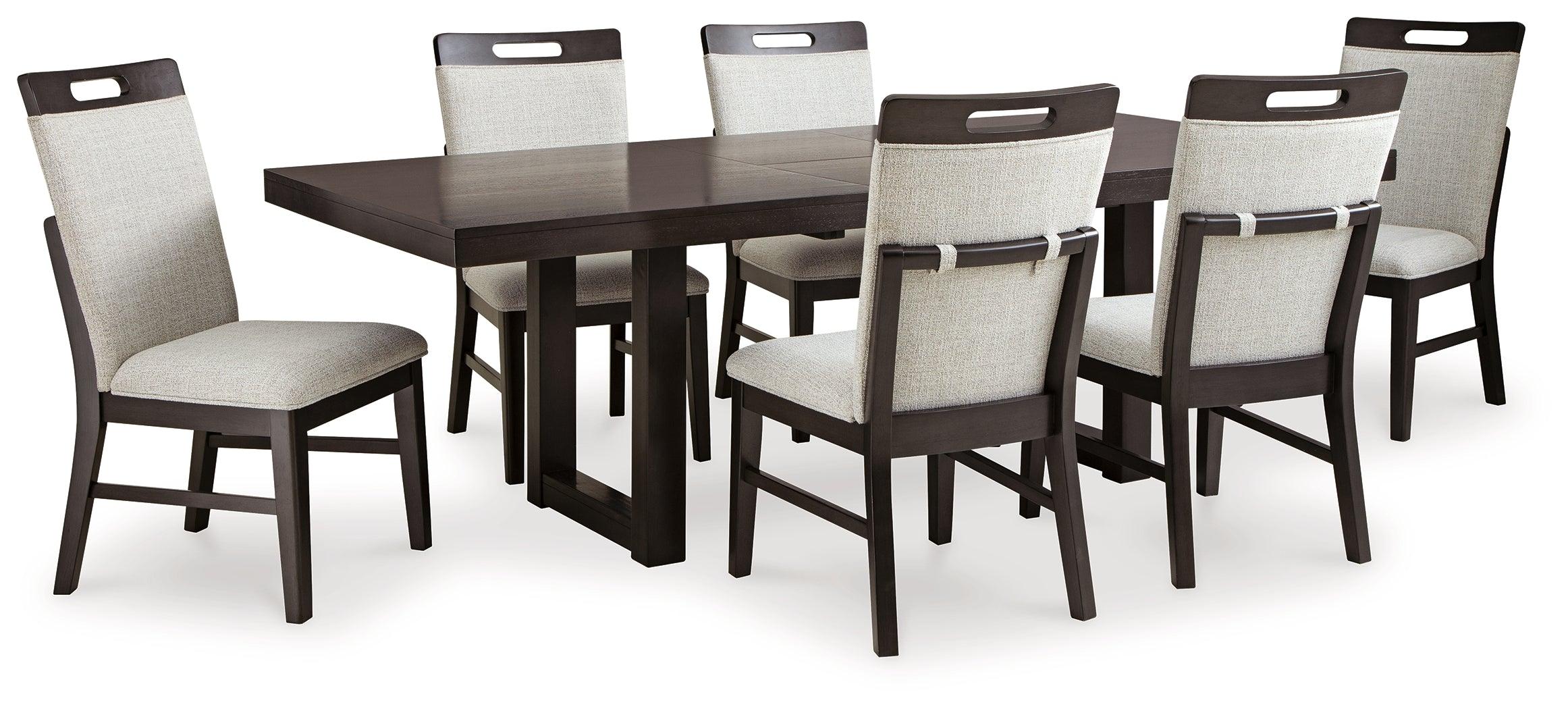Neymorton Dark Grayish Brown Dining Table and 6 Chairs - Image 2