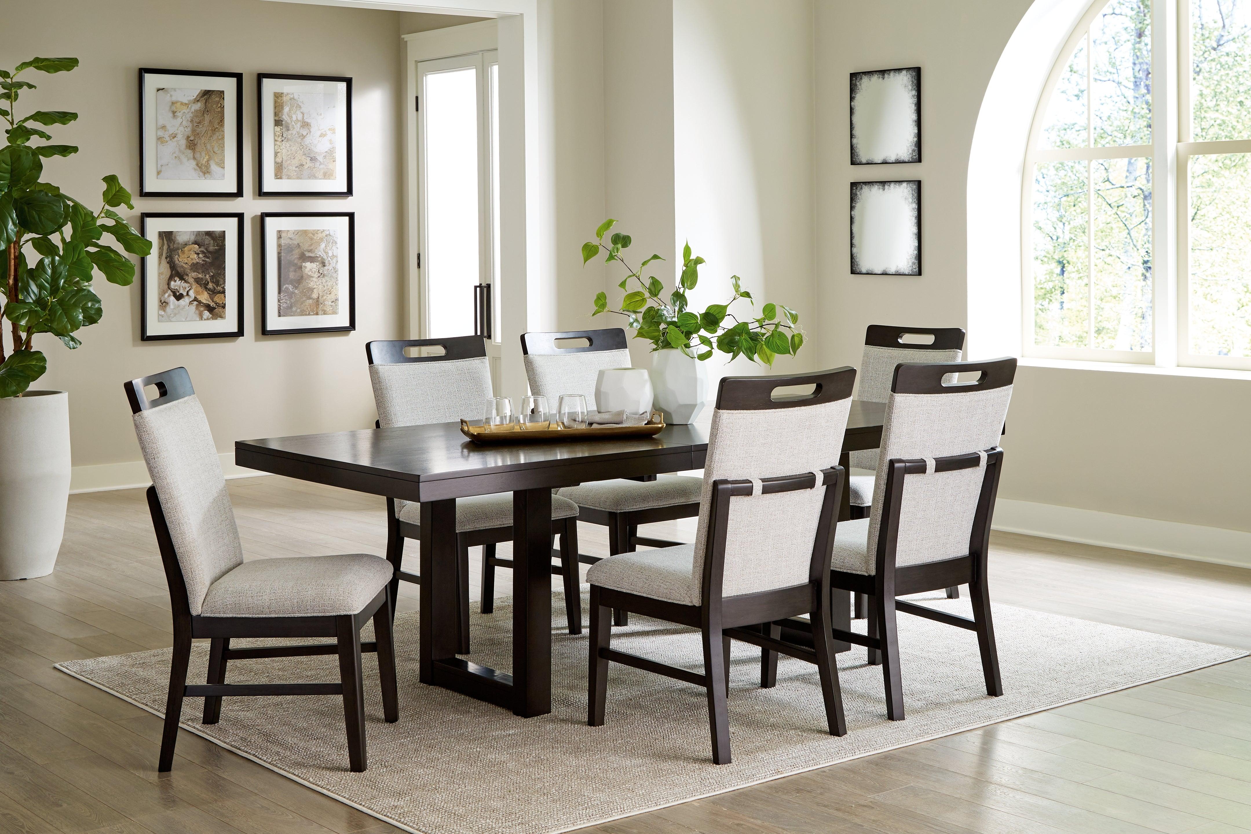 Neymorton Dark Grayish Brown Dining Table and 6 Chairs - Image 3