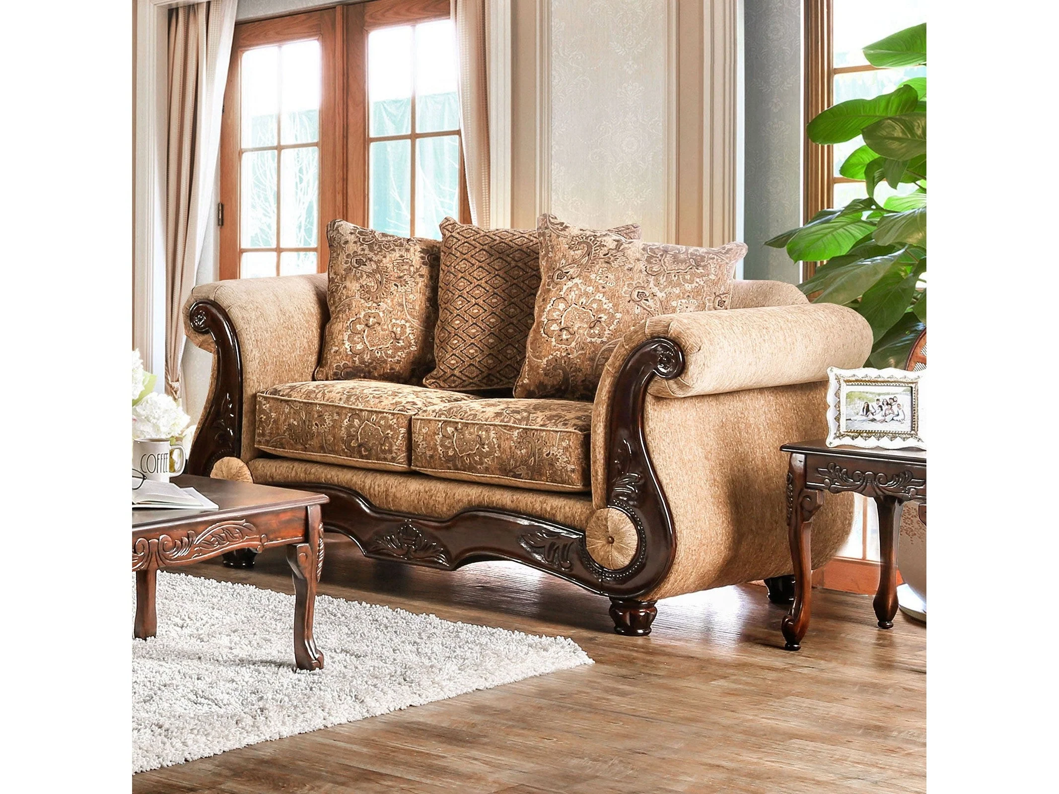 Nicanor Tan/Gold Sofa & Loveseat - Image 3