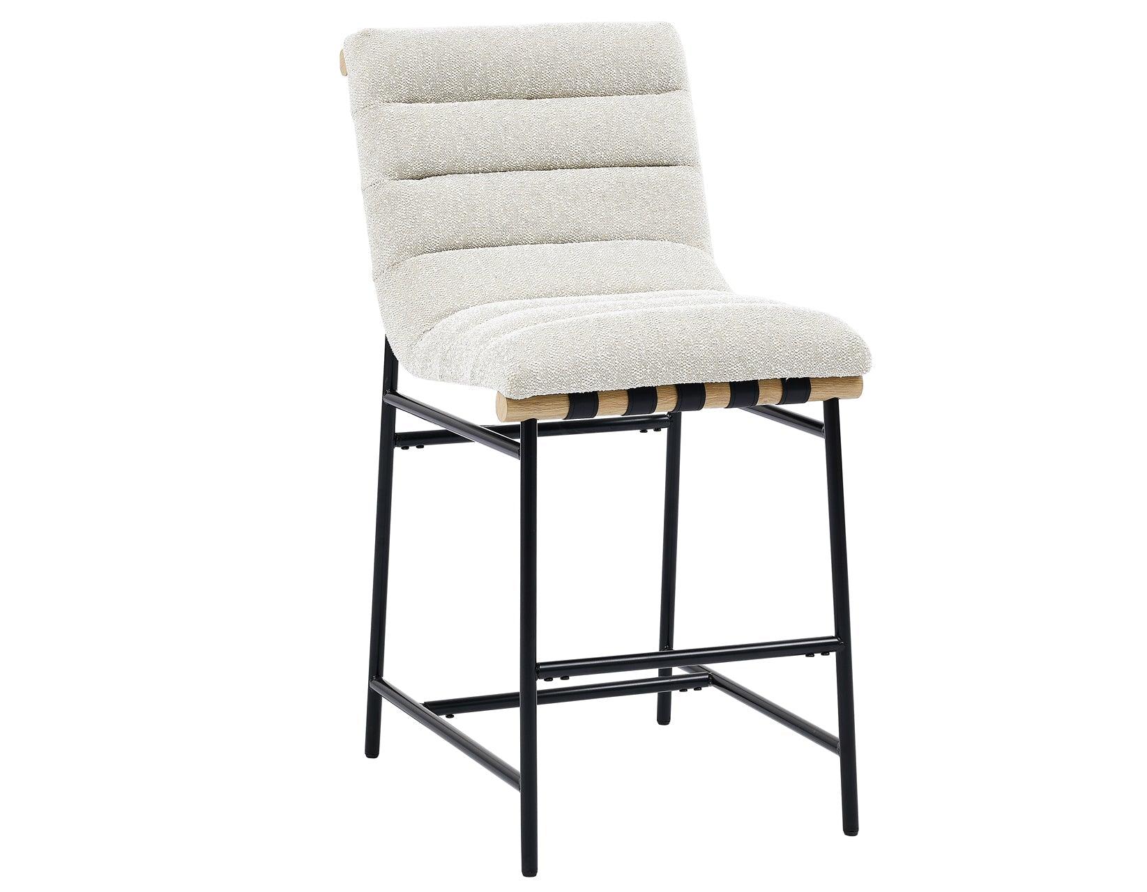 Nicco 24-inch Eggshell Polyester Fabric Counter Stool with Black Iron Base - Image 4