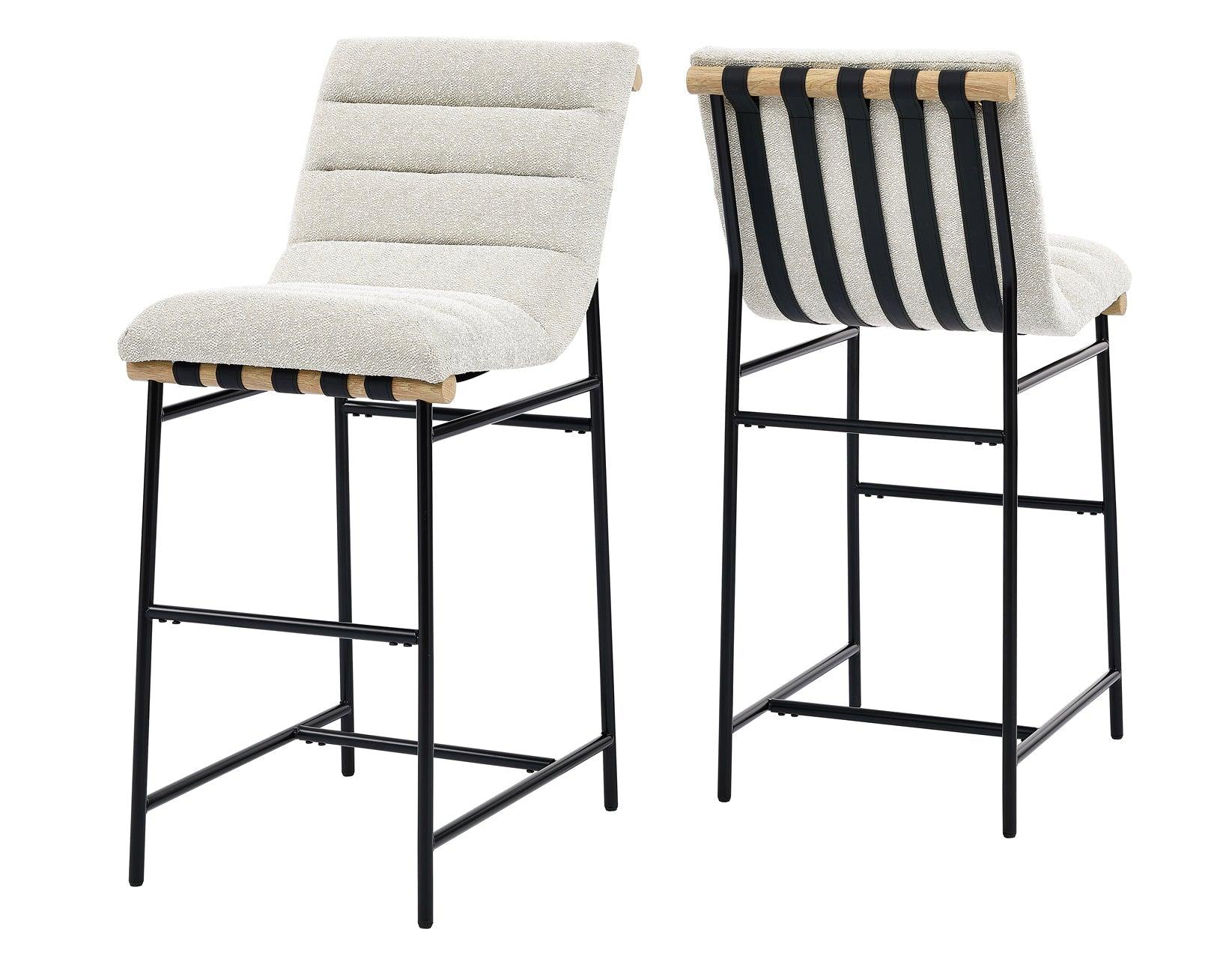 Nicco 30-inch Bar Chair, Eggshell Polyester Fabric - Image 2