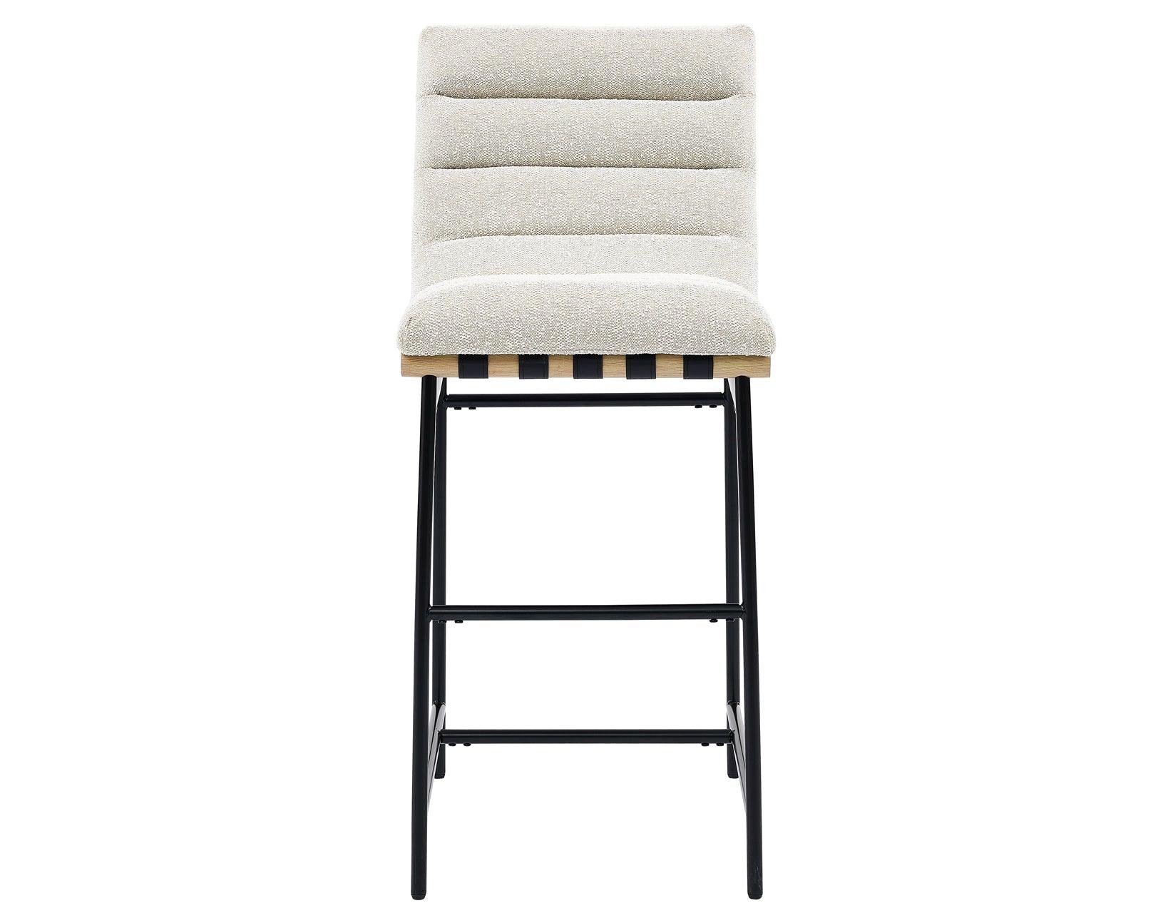 Nicco 30-inch Bar Chair, Eggshell Polyester Fabric - Image 4