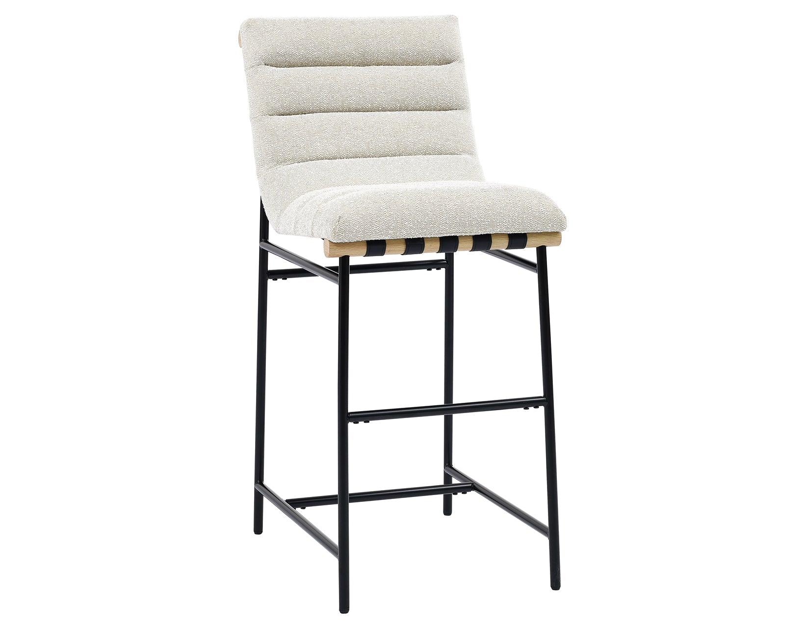 Nicco 30-inch Bar Chair, Eggshell Polyester Fabric - Image 5