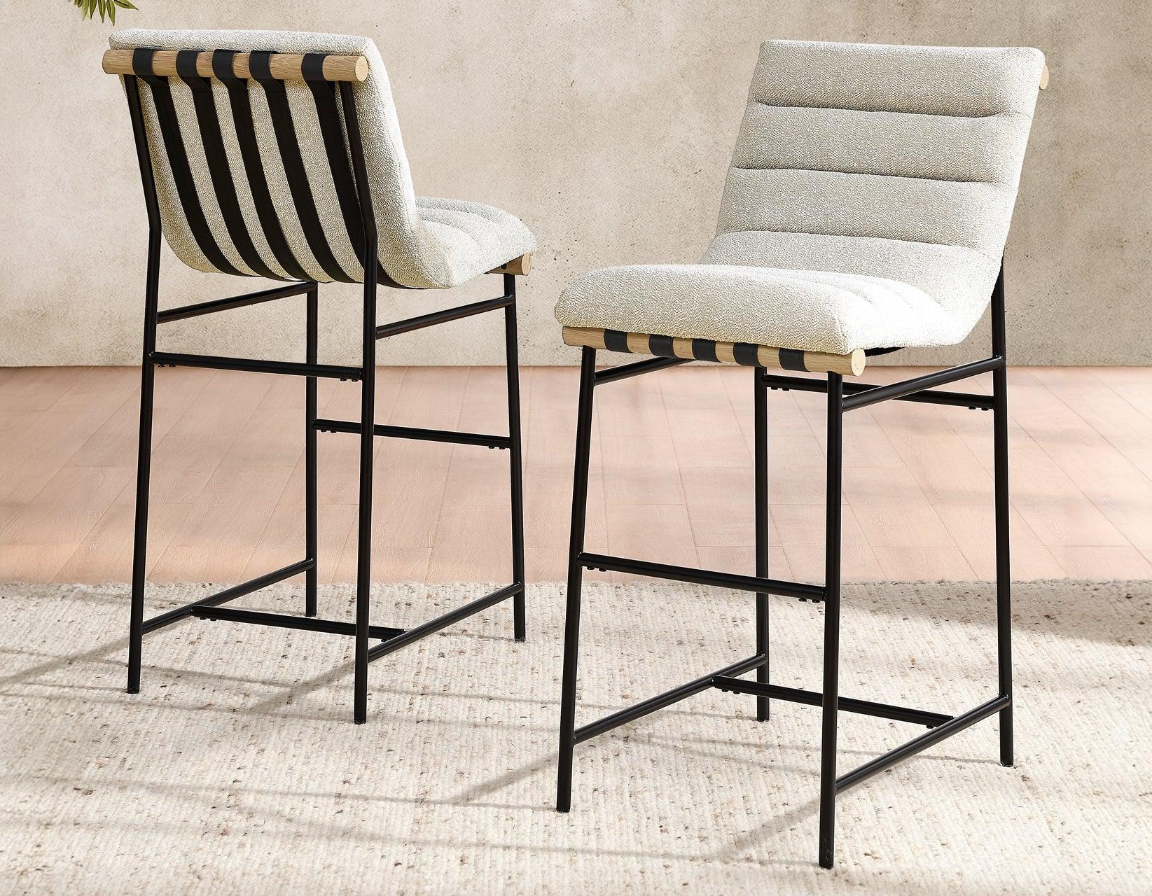 Nicco 30-inch Bar Chair, Eggshell Polyester Fabric - Image 9